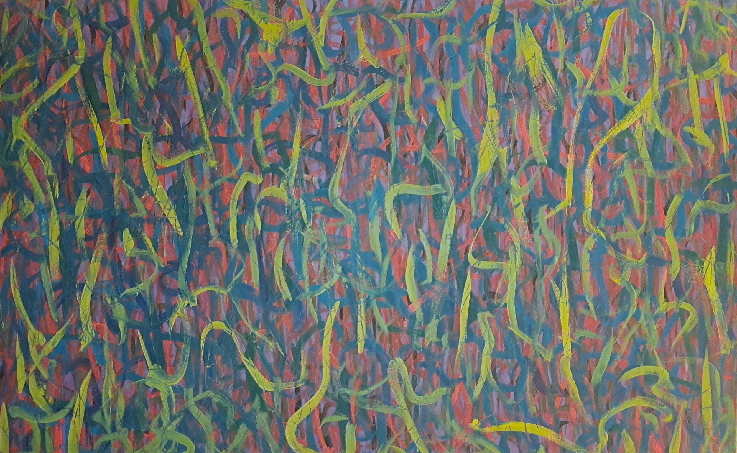 "Funerary Rites of Passage", 30"x48", oils atop acrylics, completed January of 2025, for a suggested purchase amount of $700