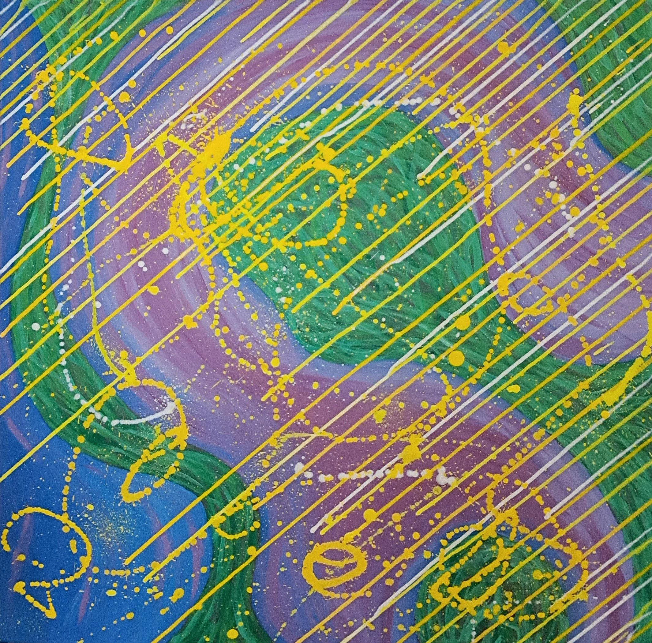 "Somewhere Archipelago", 36"x36", oils atop acrylics, completed June of 2025, for a suggested purchase amount of $600