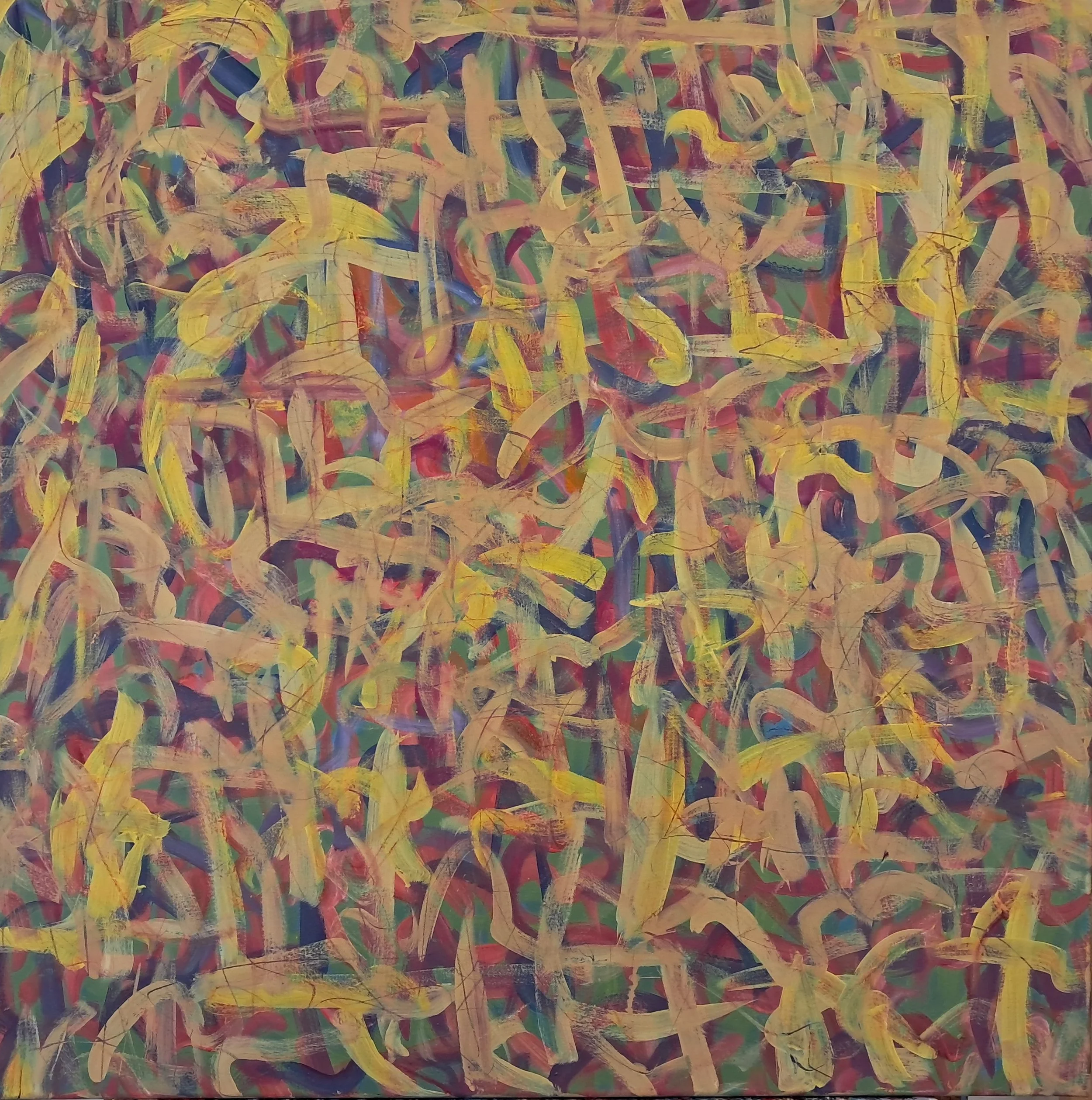 "Lush Summer", 36"x36", oils atop acrylics, completed July of 2024, for a suggested purchase amount of $700