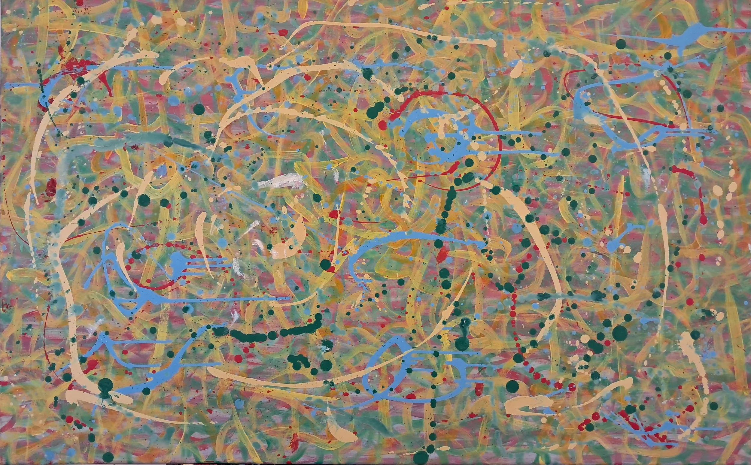 "Spring Fever", 30"x48", oils atop acrylics, completed January of 2024, for a suggested purchase amount of $750