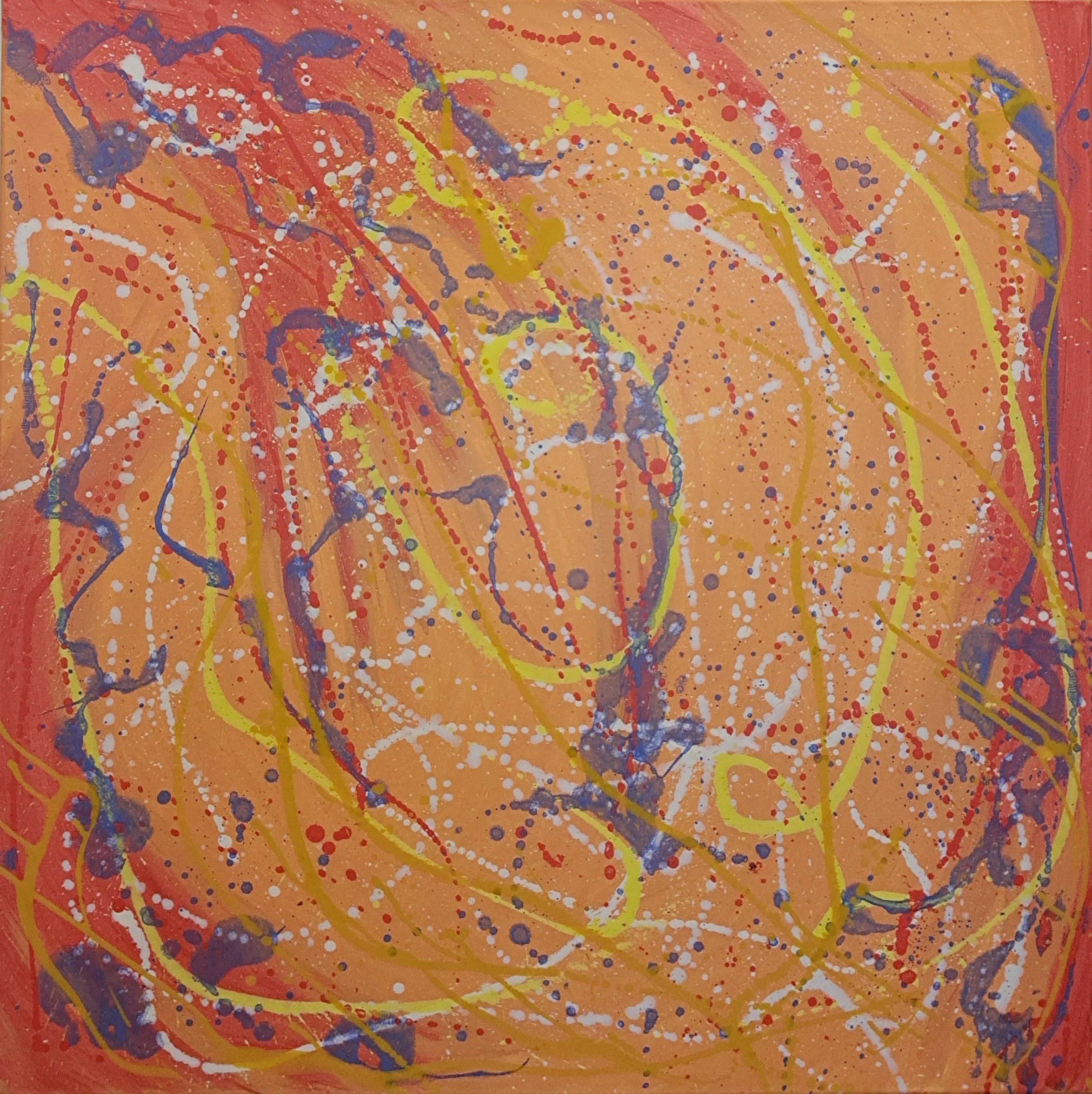 "Champagne", 36"x36", oils atop acrylics, completed October of 2024, for a suggested purchase amount of $550