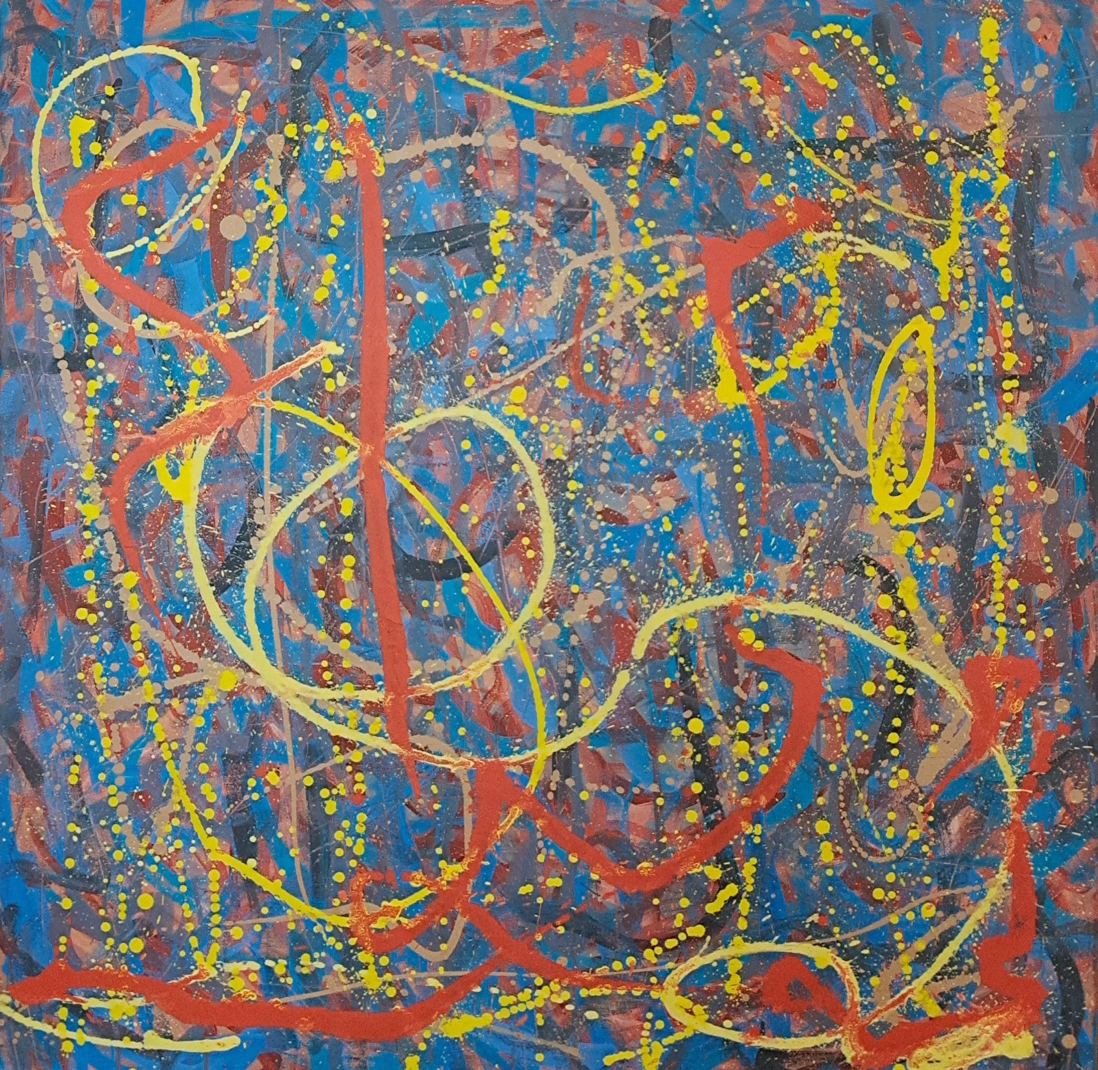 "Missive", 36"x36", oils atop acrylics, completed January of 2026, for a suggested purchase amount of $700