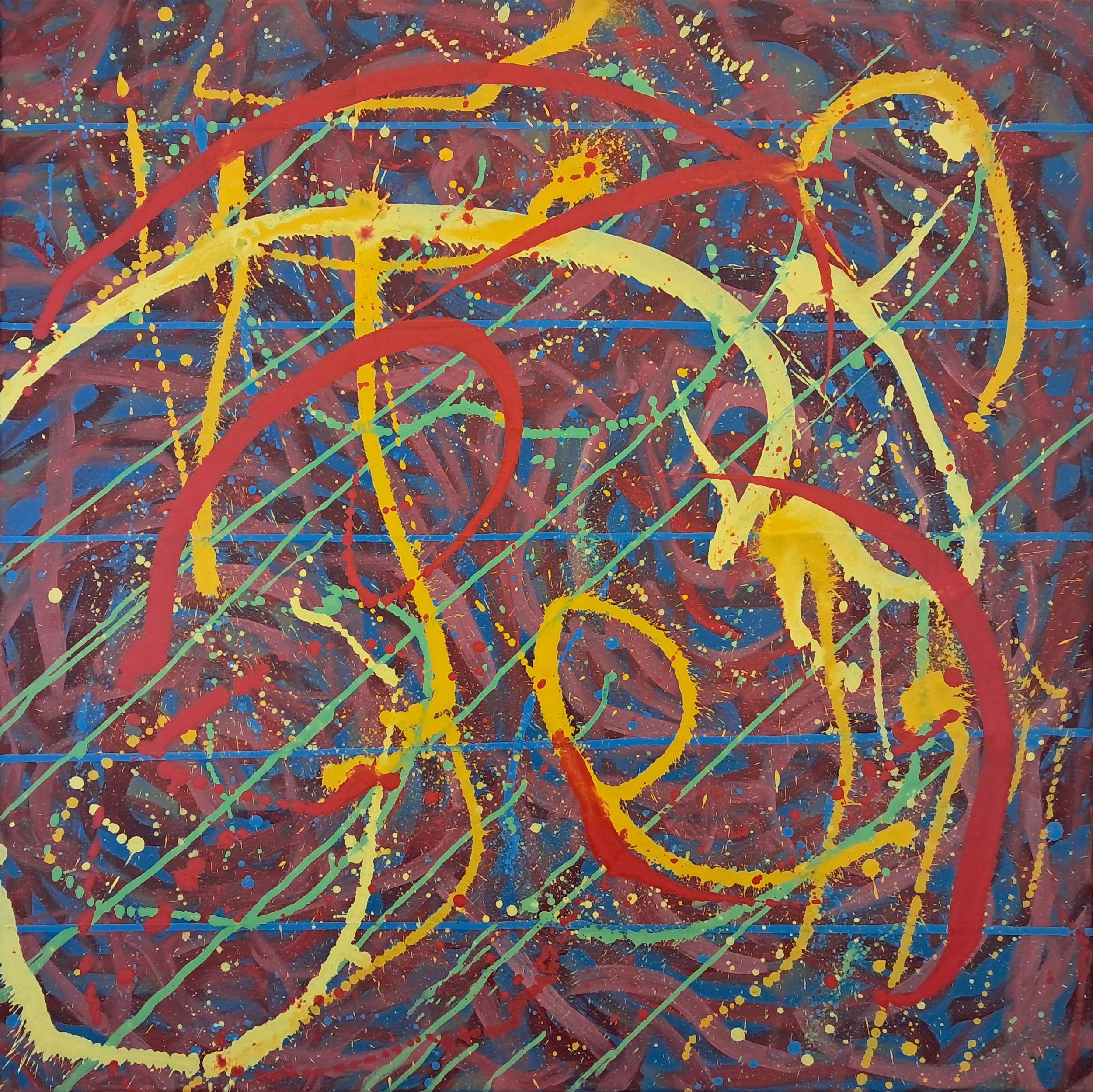 "Protective Binding", 36"x36", oils atop acrylics, completed August of 2024, not available