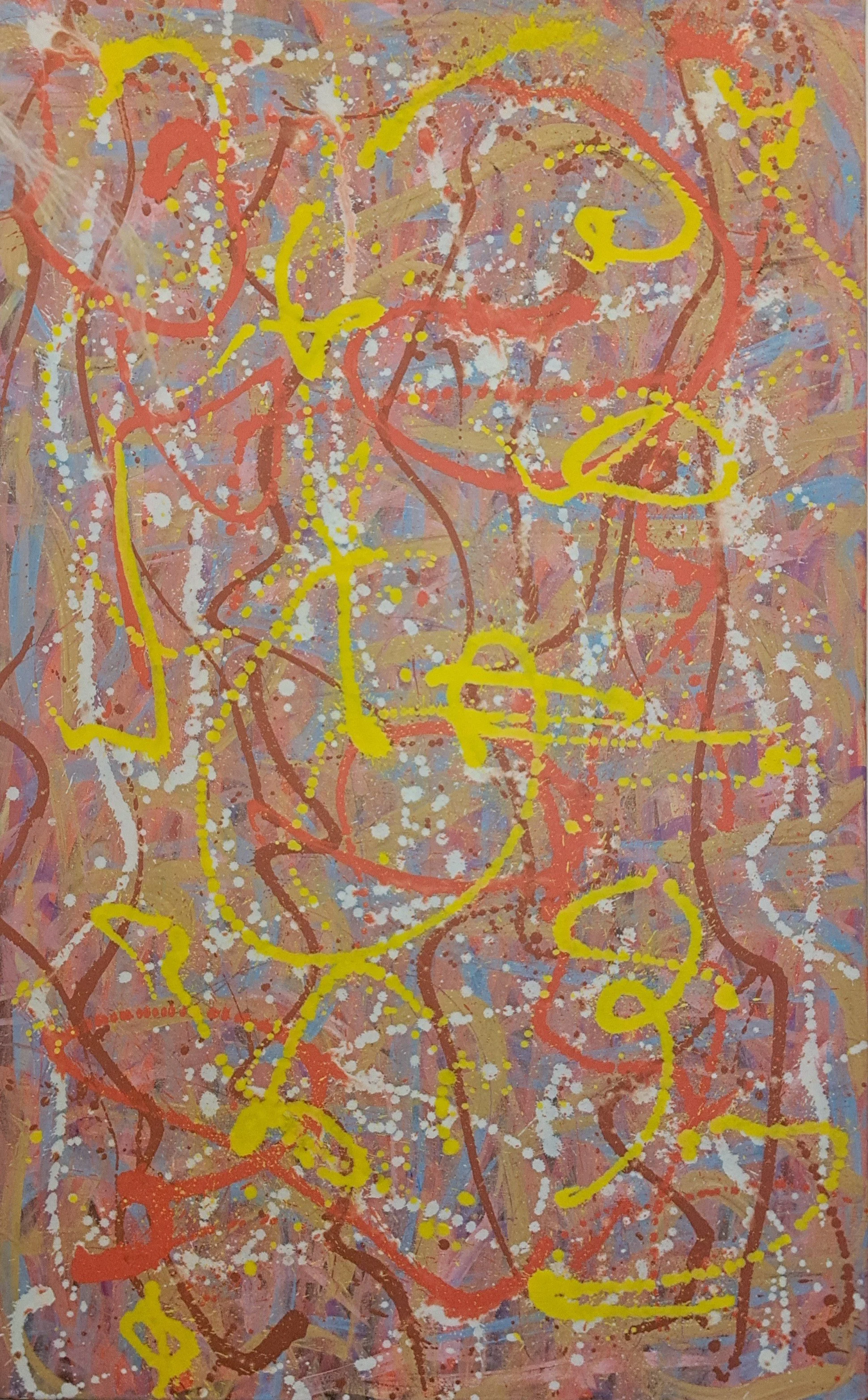 "Slow Dancing", 48"x30", oils atop acrylics, completed April of 2025, for a suggested purchase amount of $775