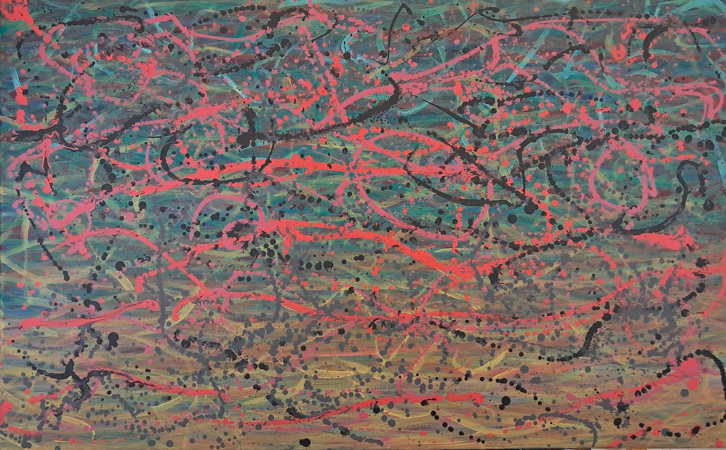 "Breath of the Briny", 30"x48", oils atop acrylics, completed March of 2024, for a suggested purchase amount of $750