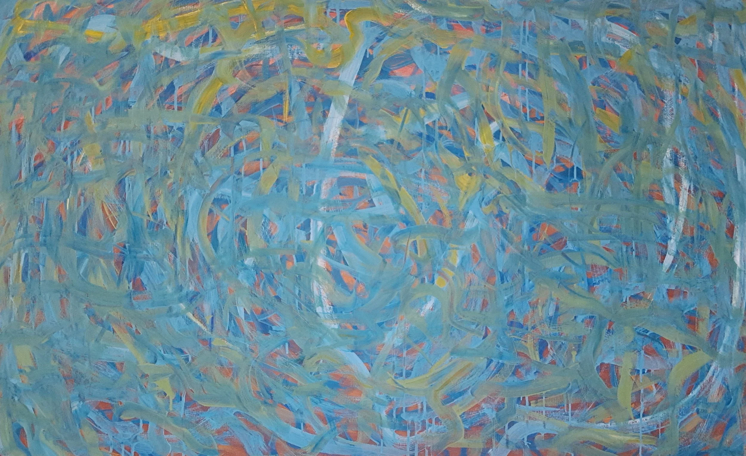 "Seiche", 30"x48", oils atop acrylics, completed November of 2025, for a suggested purchase amount of $750