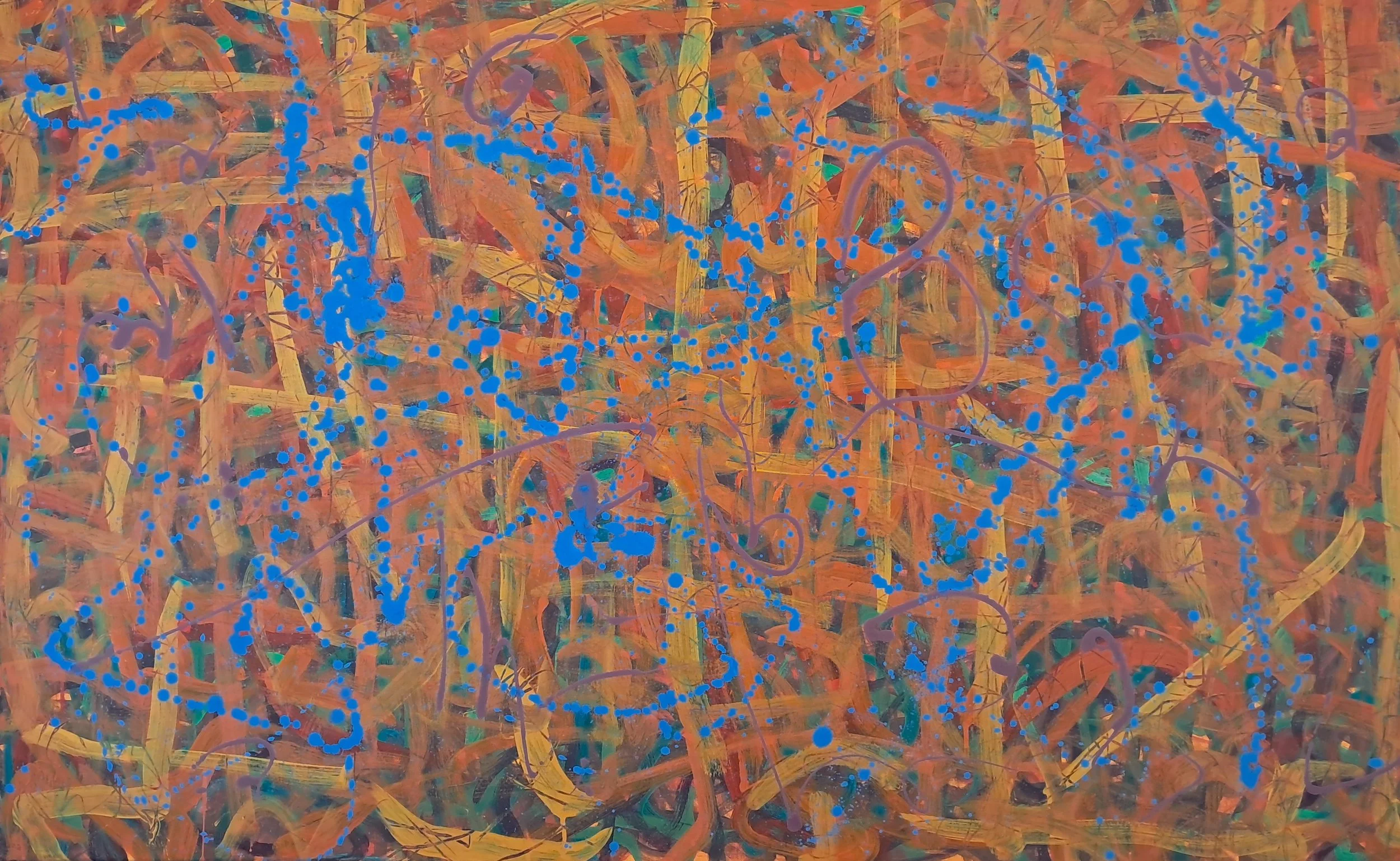 "Birds of Paradise", 30"x48", oils atop acrylics, completed January of 2024, for a suggested purchase amount of $775