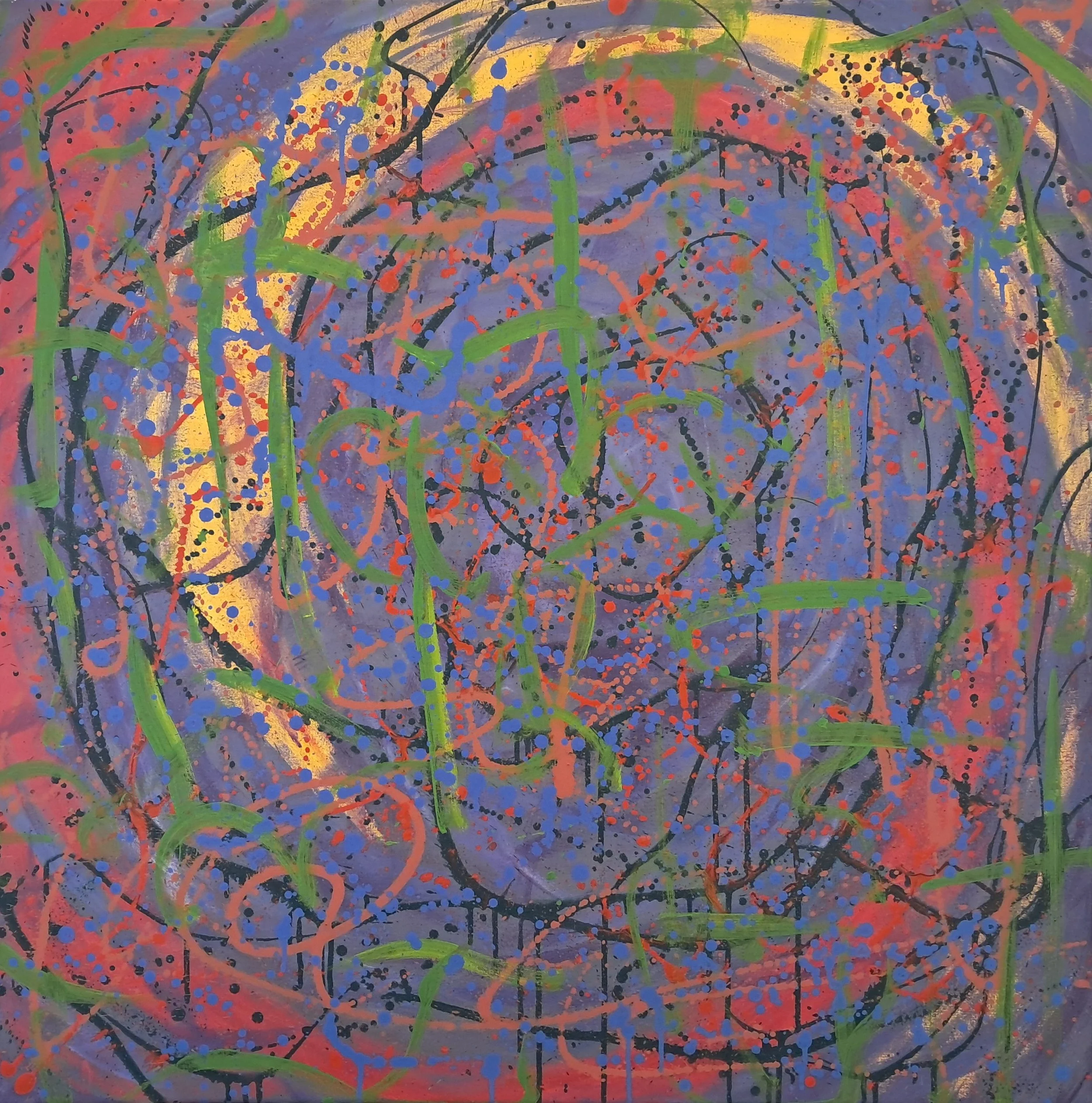 "Reconciliation", 36"x36", oils atop acrylics, completed July of 2024, for a suggested purchase amount of $700