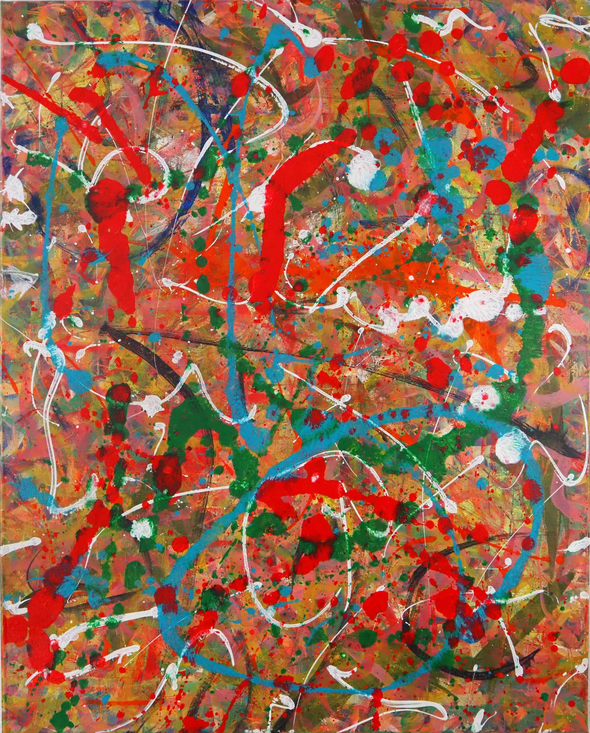 "Two Become One (right panel of diptych)", acrylics on canvas, 22"x30", November of 2020 (see combined photo below)