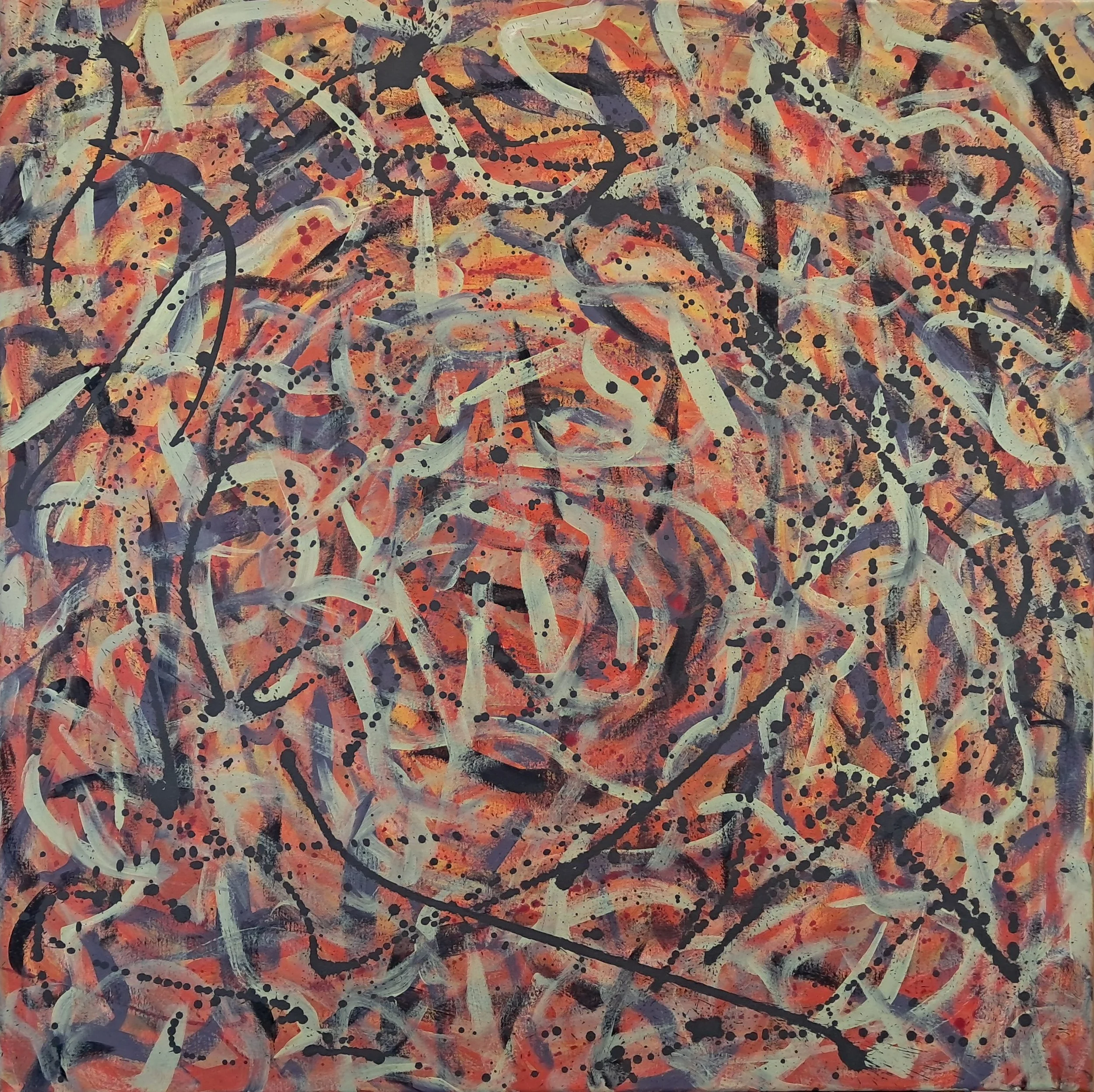 "A Forgotten Rose Remembers", 36"x36", oils atop acrylics, completed June of 2024, for a suggested purchase amount of $700