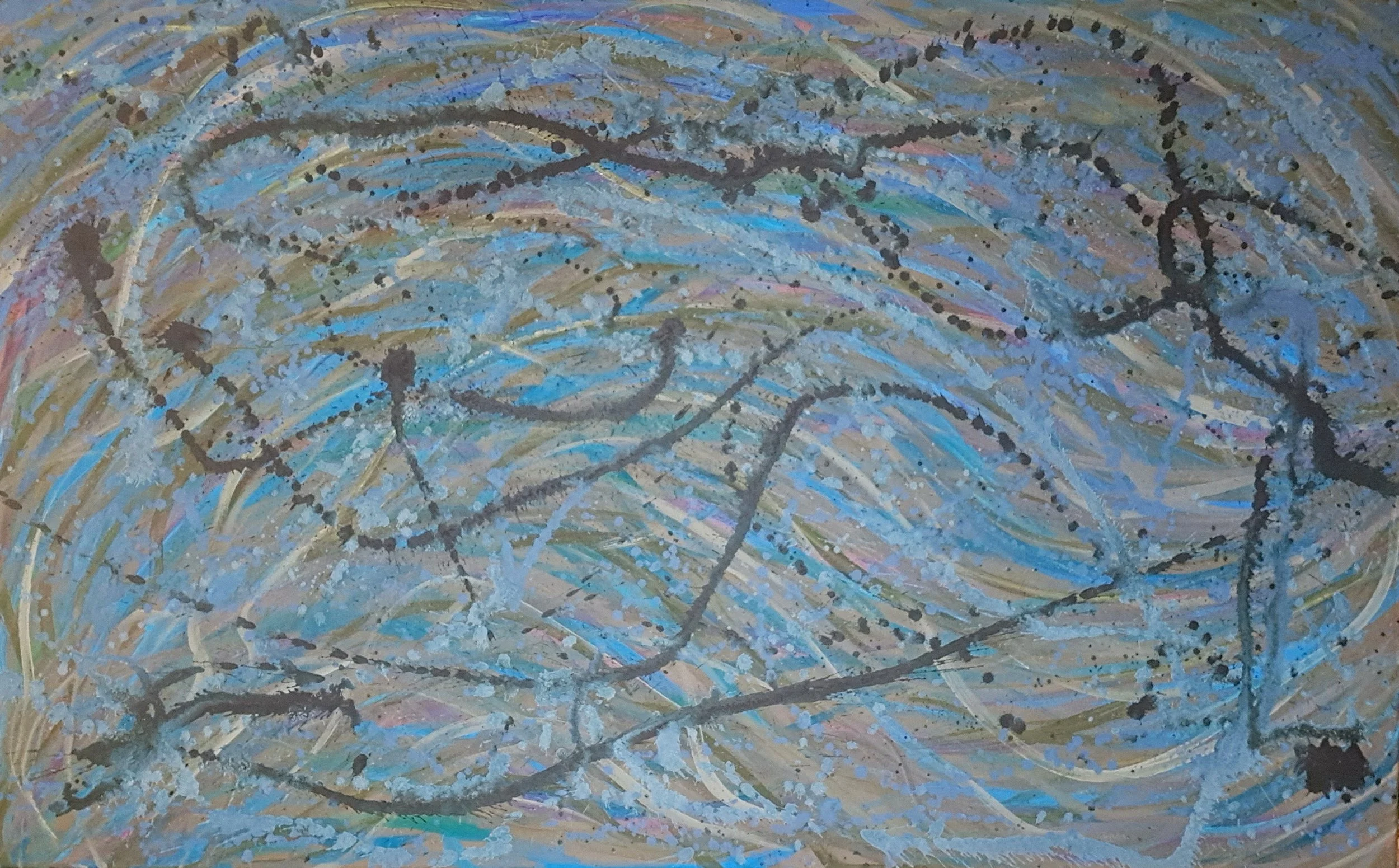 "Tempest", 30"x48", oils atop acrylics, completed February of 2026, for a suggested purchase amount of $800