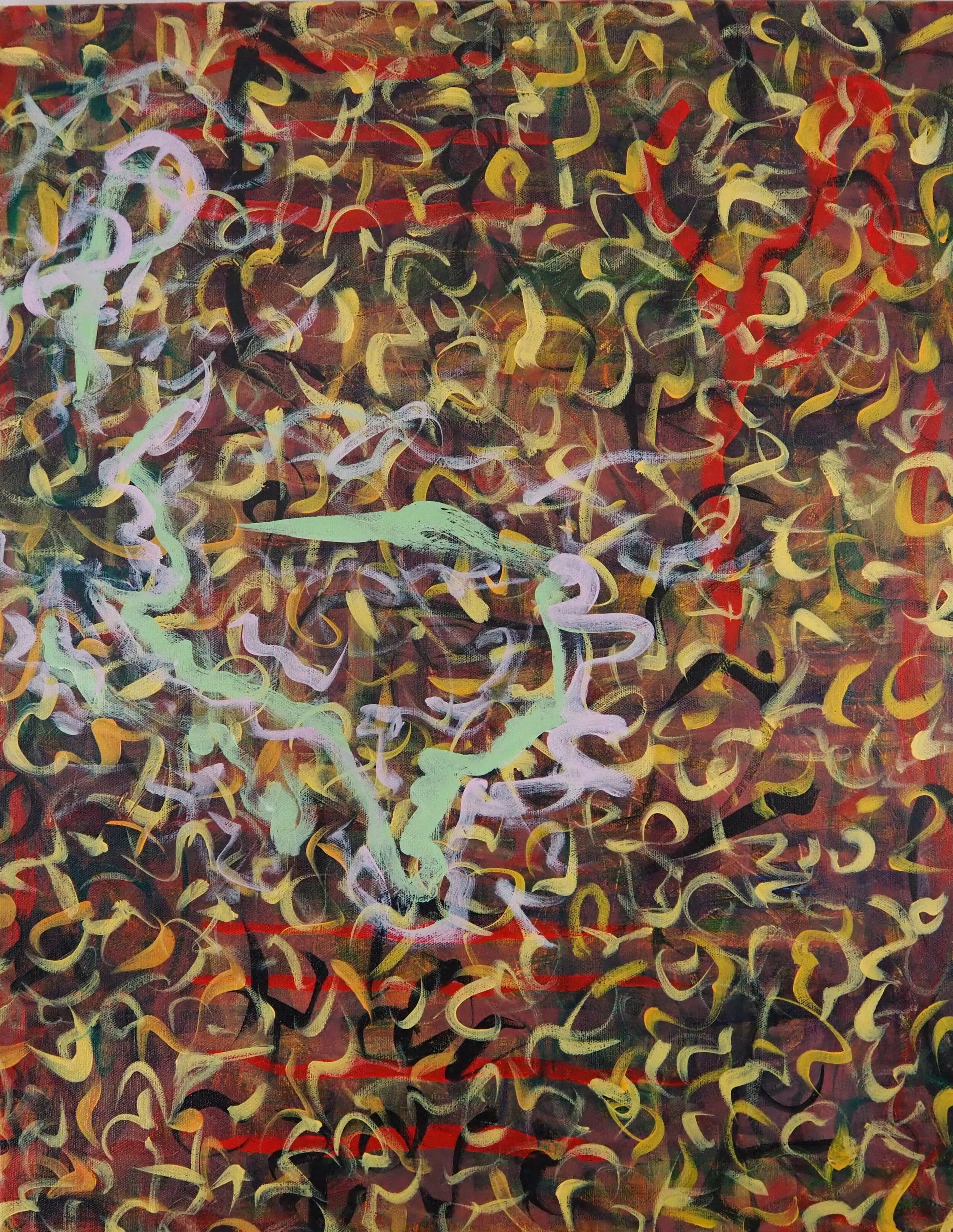 "Taking the Plunge" -- 22"x28", acrylics on canvas, July of 2020; not available
