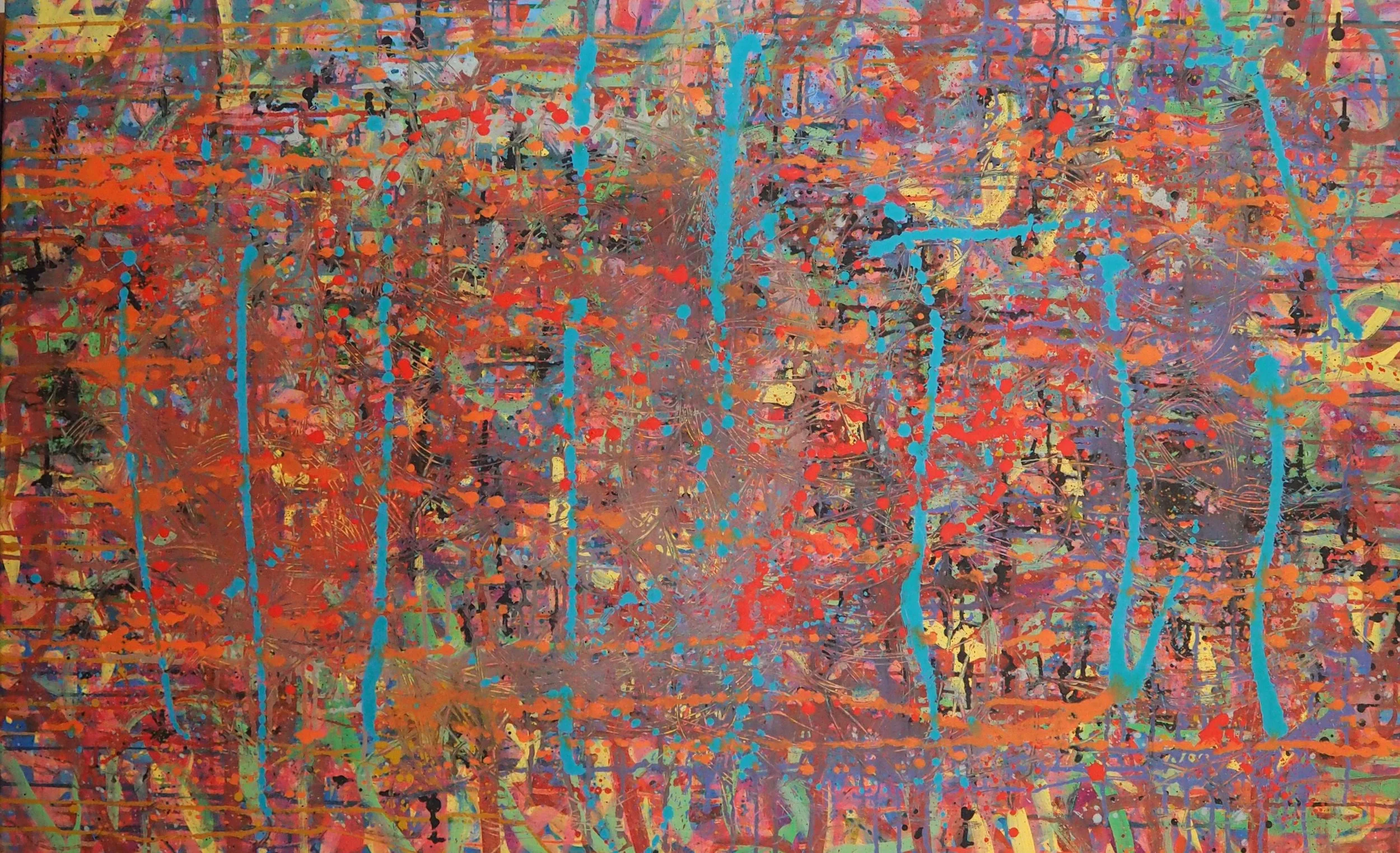 "City & State: Accretion, Erosion", oils over acrylics on canvas, 48"x30". completed July of 2022; for a suggested purchase amount of $800