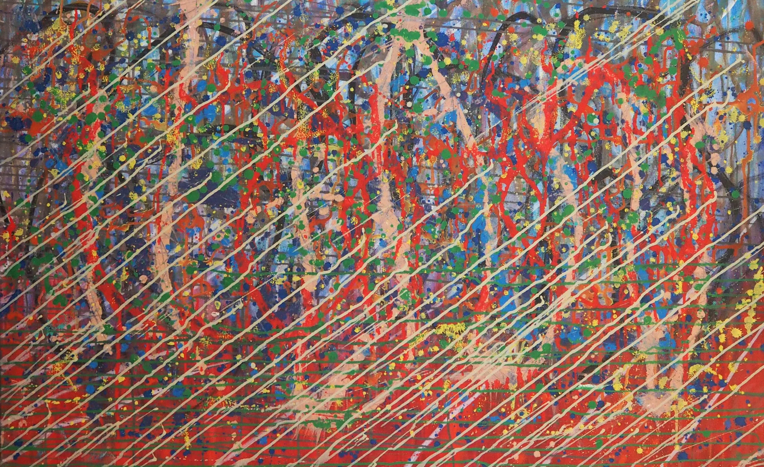 "Wind and Rain", oils over acrylics on canvas, 48"x30". completed August of 2022; for a suggested purchase amount of $750