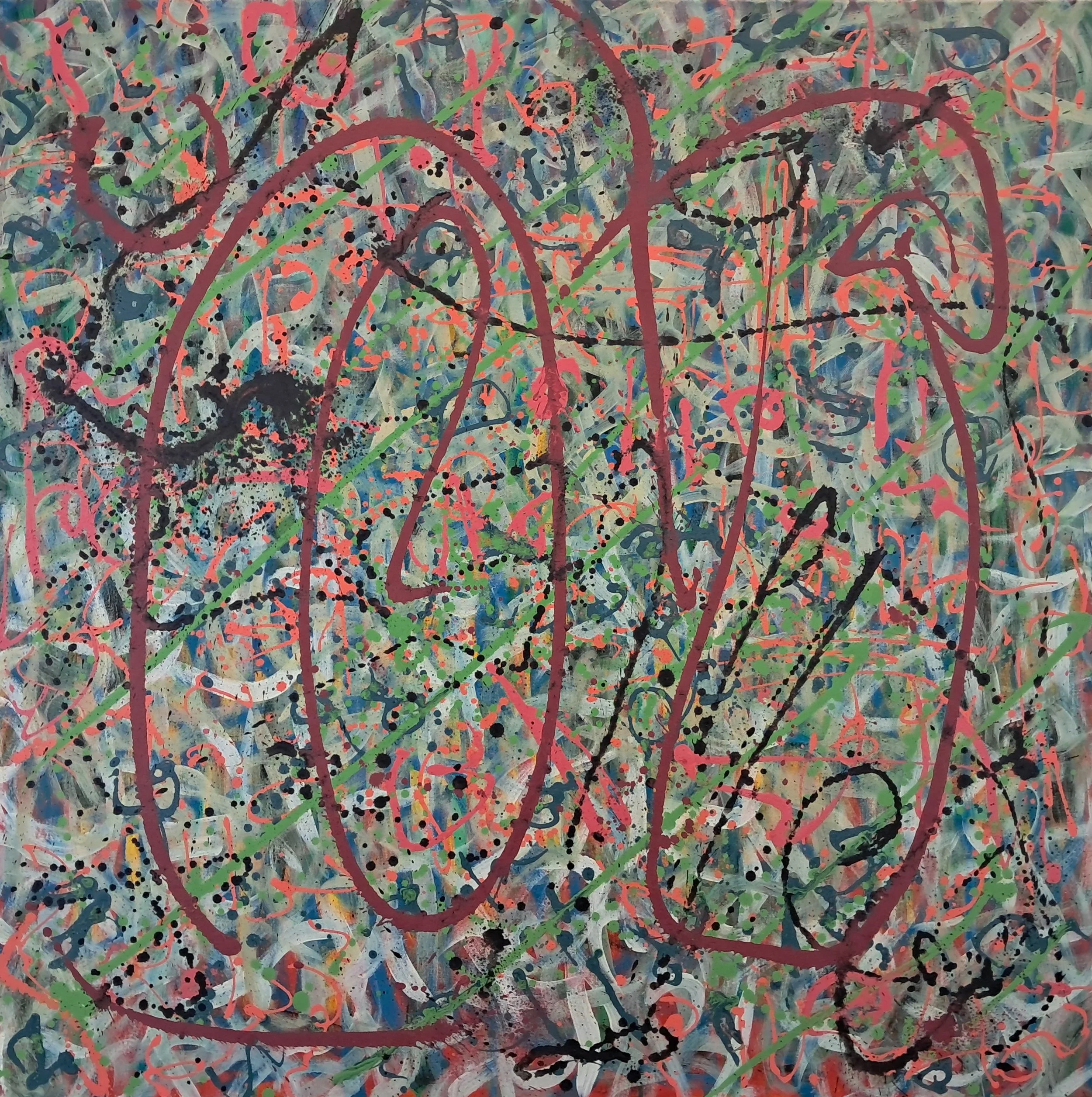 "Fecundity (of what's possible)", 36"x36", oils atop acrylics, completed January of 2024, for a suggested purchase amount of $700