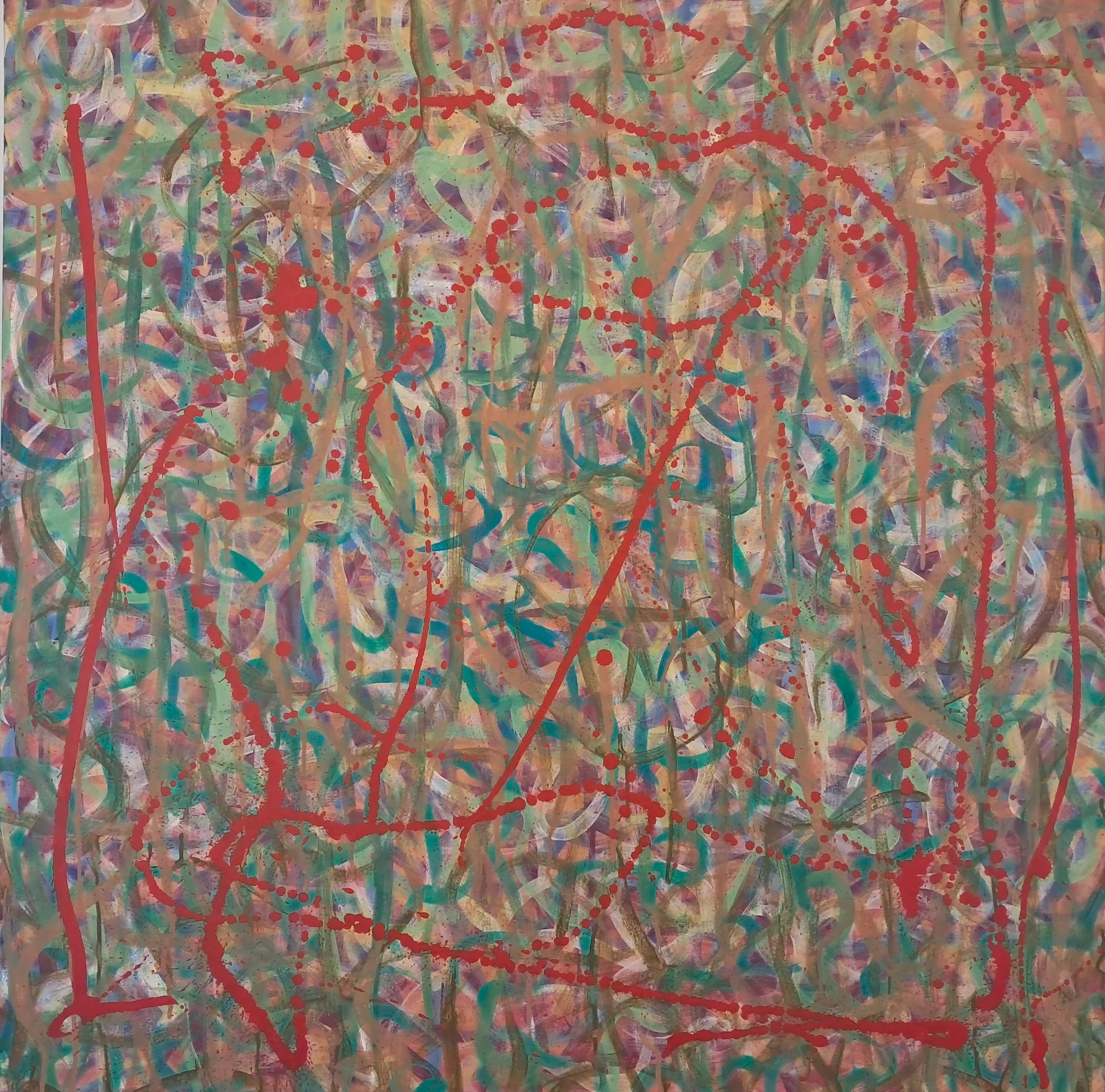 "Dragonfly", 36"x36", oils atop acrylics, completed January of 2024, for a suggested purchase amount of $675