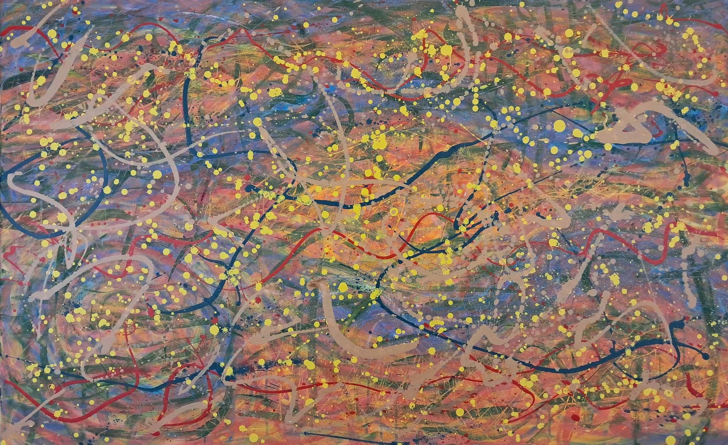 "Down a Dusty Road", 30"x48", oils atop acrylics, completed June of 2024, not available