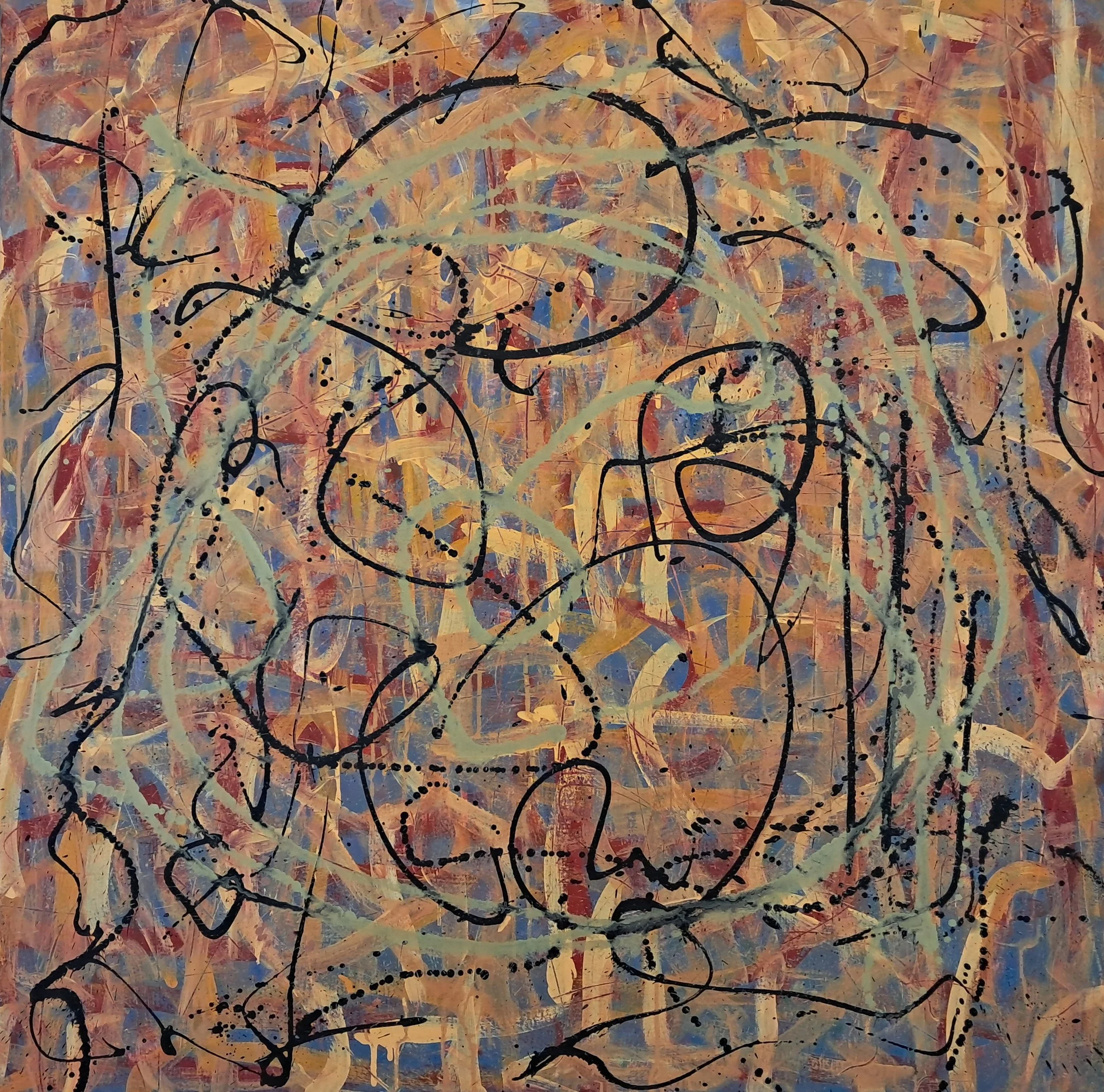 "Father's Reserve", 36"x36", oils atop acrylics, completed February of 2024, for a suggested purchase amount of $675