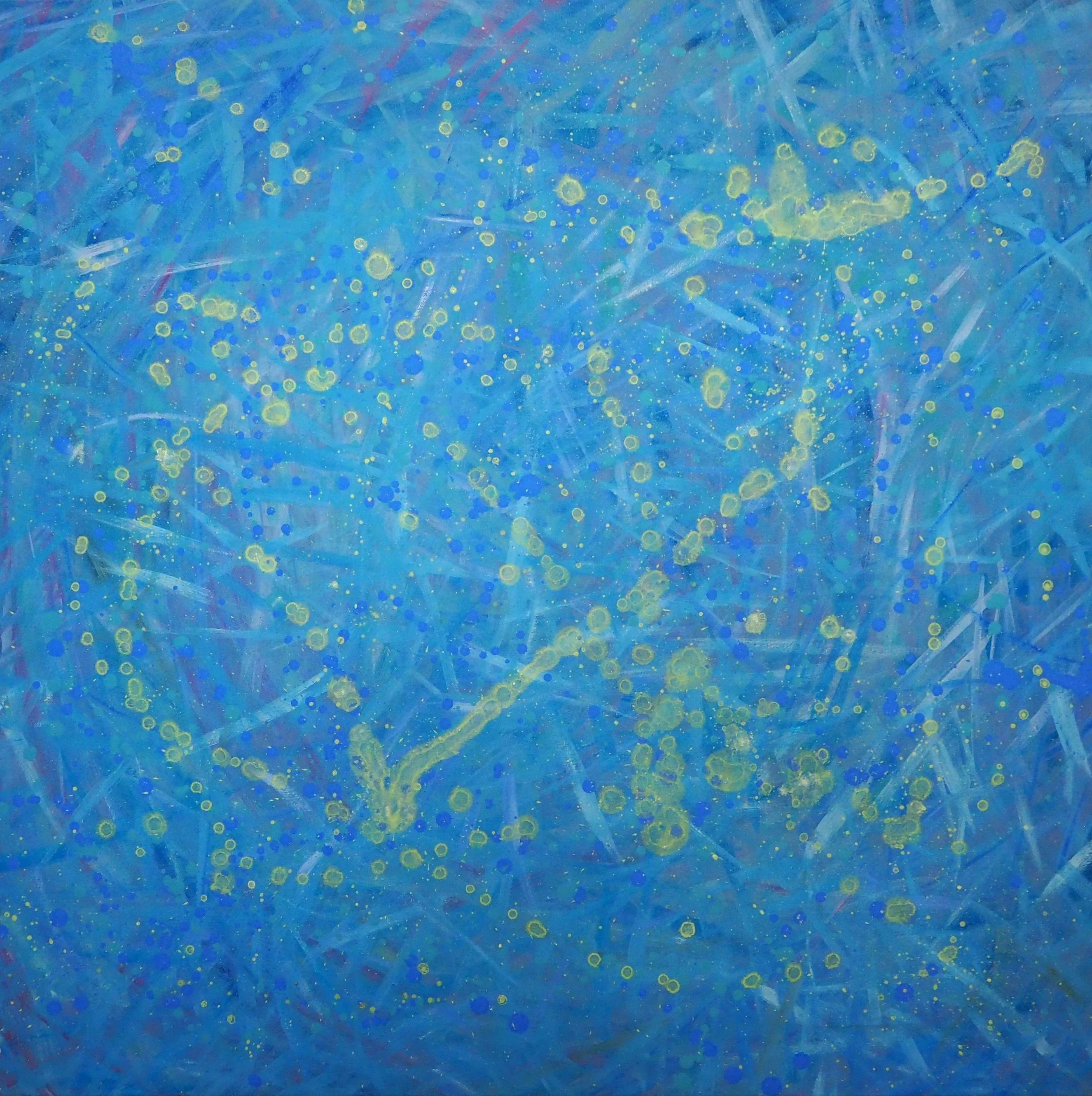 "Etherealities", 36"x36", oils atop acrylics, completed September of 2023, for a suggested purchase amount of $675