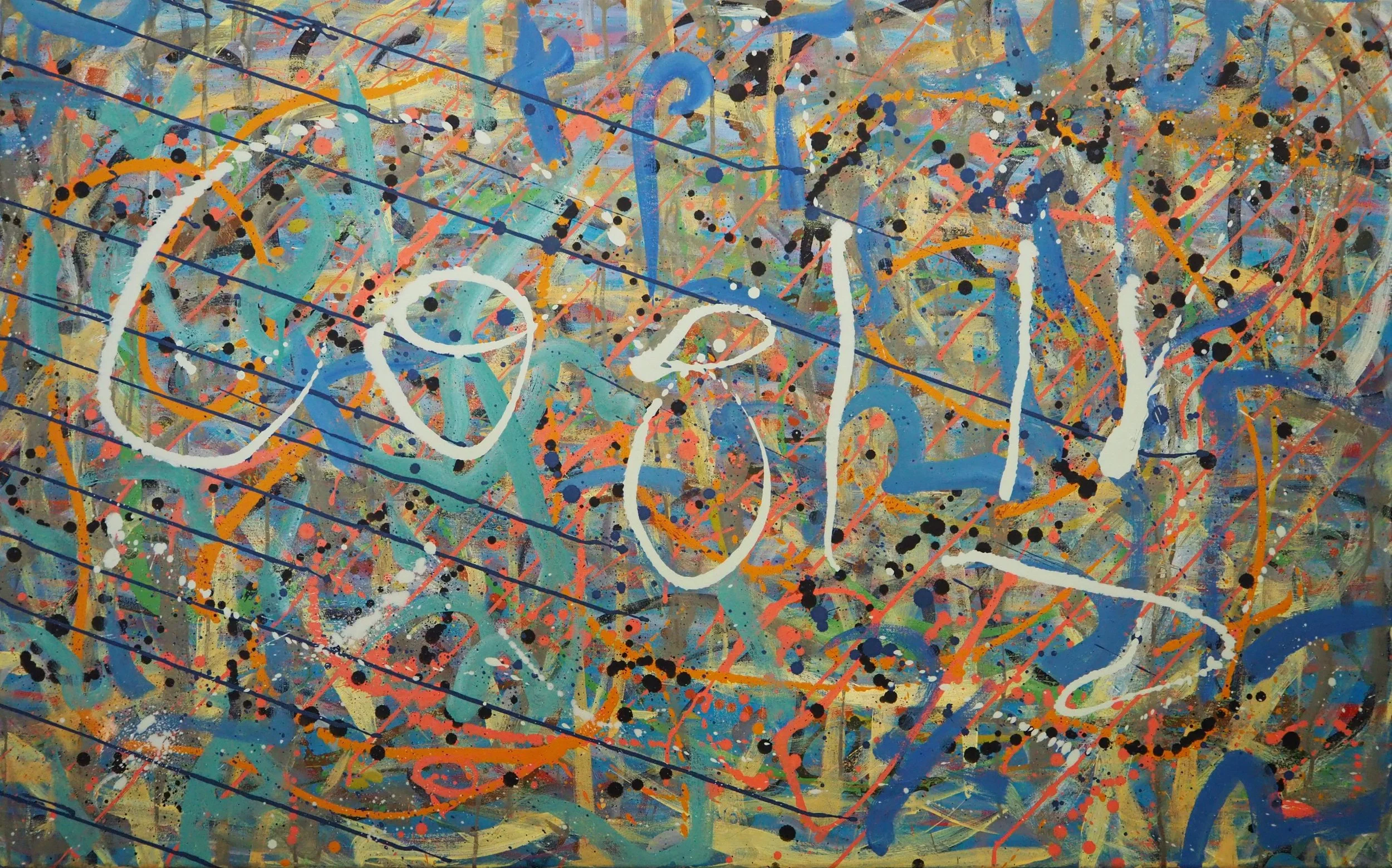 "Subliminally Cool", 30"x48", oils atop acrylics, completed in July of 2023, for a suggested purchase amount of $750