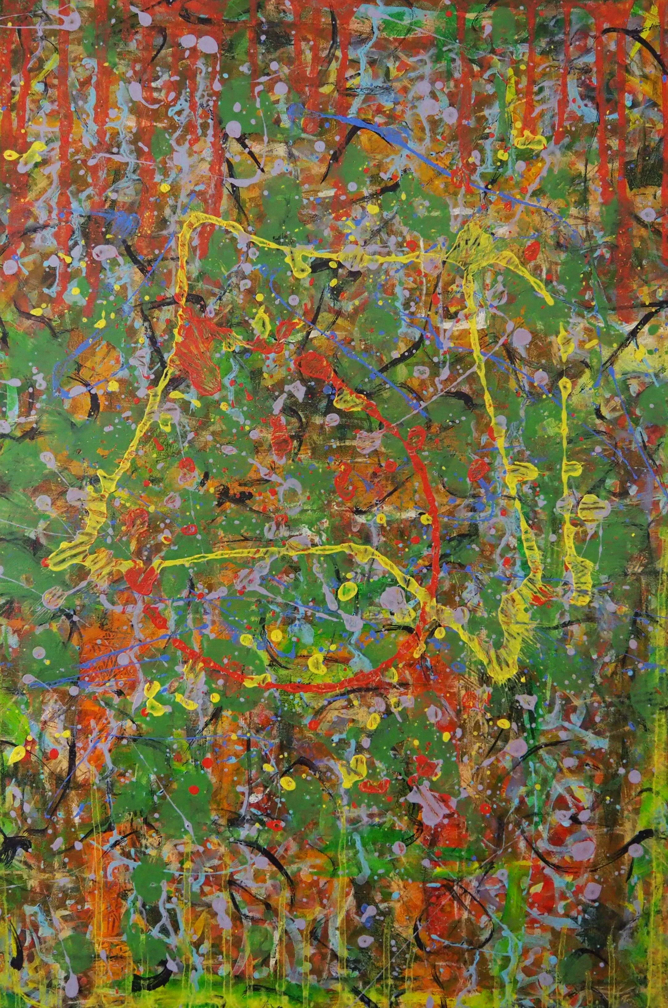 "Iteration", acrylics and white glue on canvases, 24"x36", August of 2020; for a suggested payment amount of $250