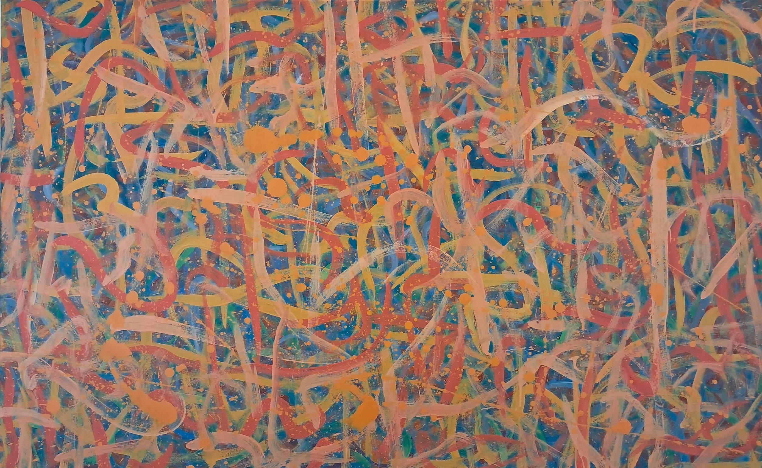 "Grand Finale", 30"x48", oils atop acrylics, completed July of 2024, for a suggested purchase amount of $775