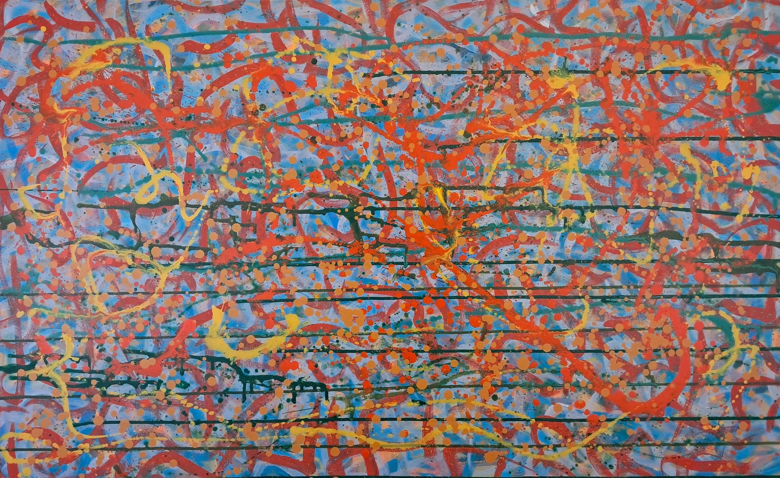 "Road Trip", 30"x48", oils atop acrylics, completed October of 2024, for a suggested purchase amount of $750