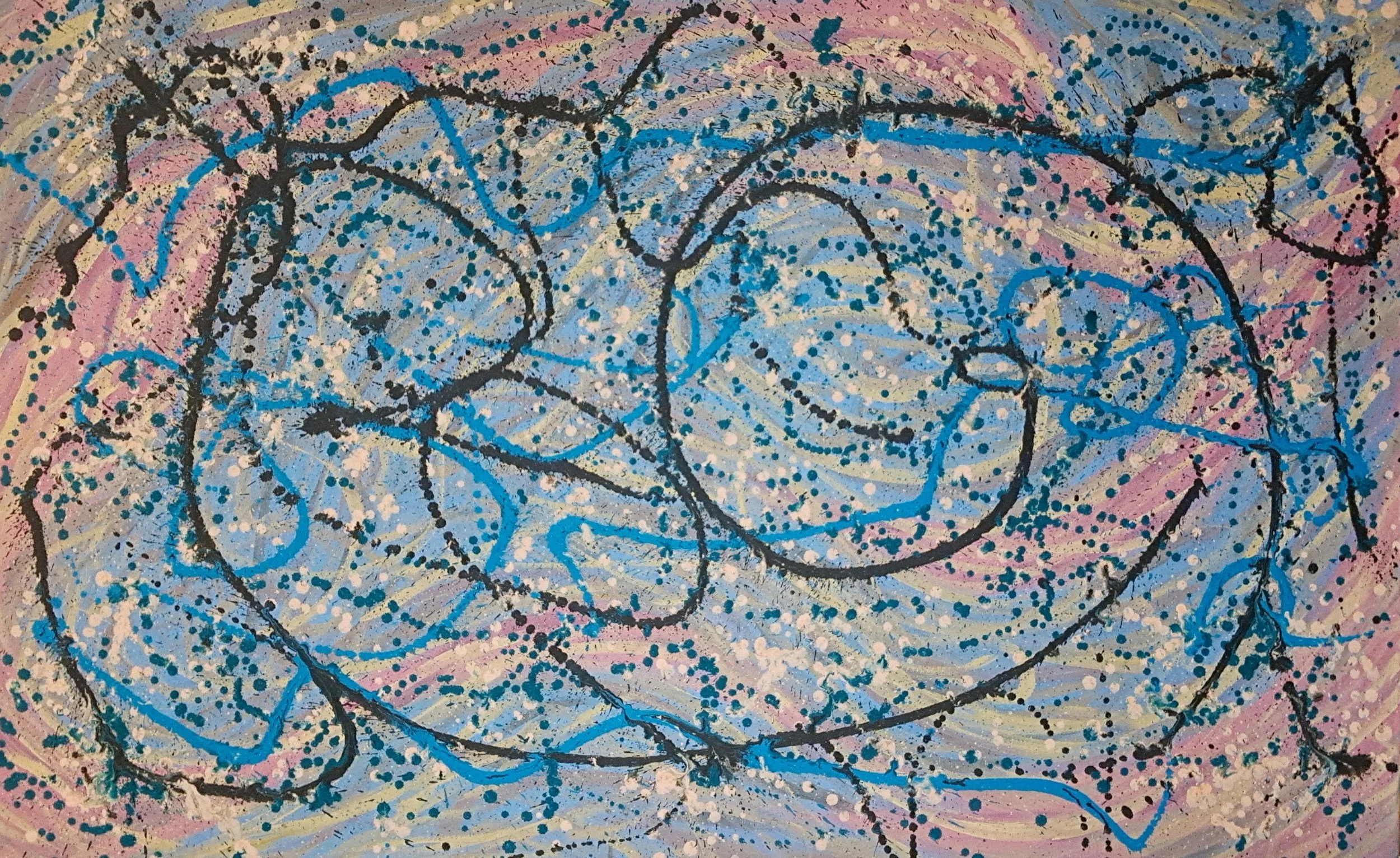 "Conception", 30"x48", oils atop acrylics, completed December of 2025, for a suggested purchase amount of $800