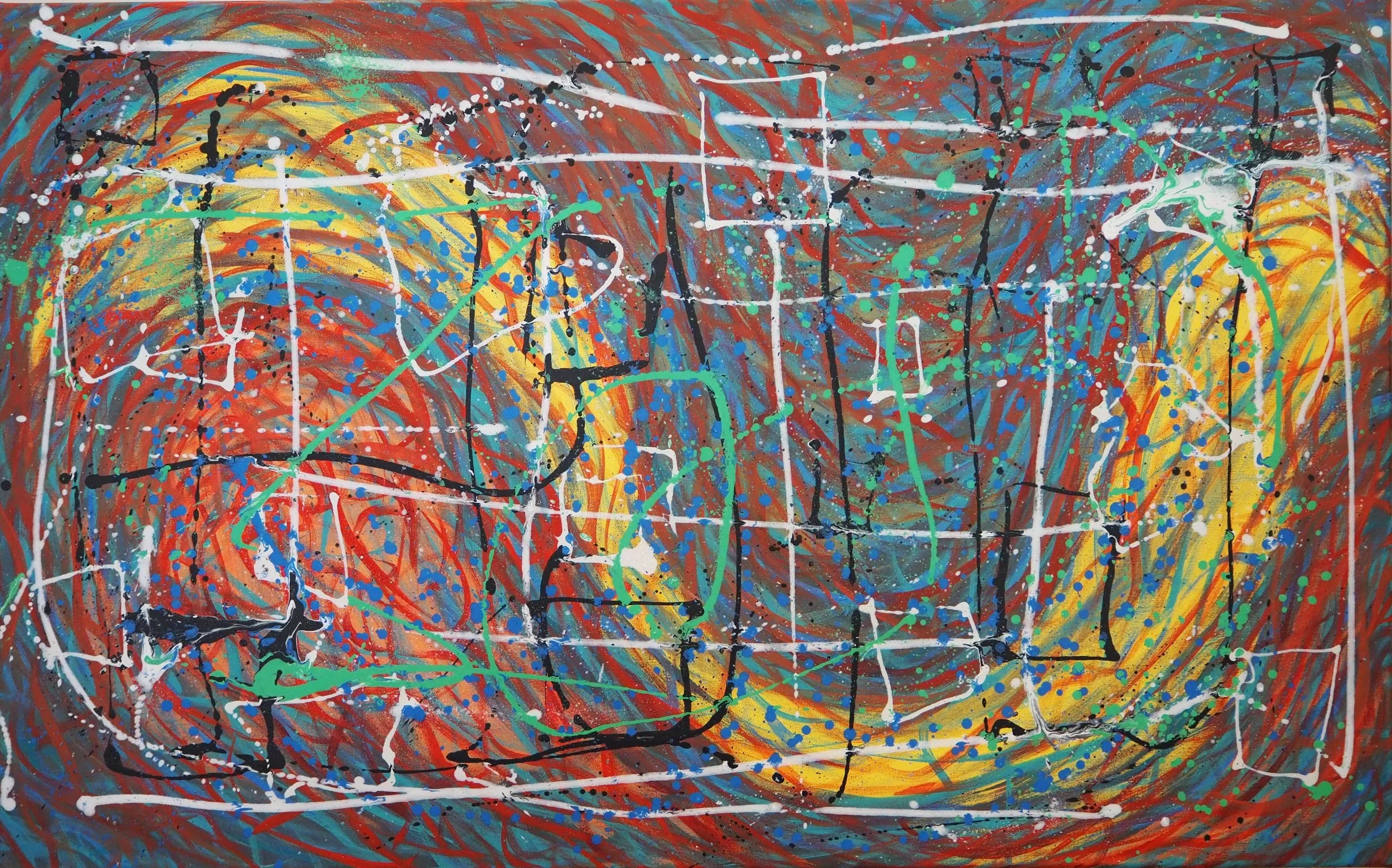 "What We Know of What We Feel", 30"x48", oils atop acrylics, completed October of 2023, for a suggested purchase amount of $700