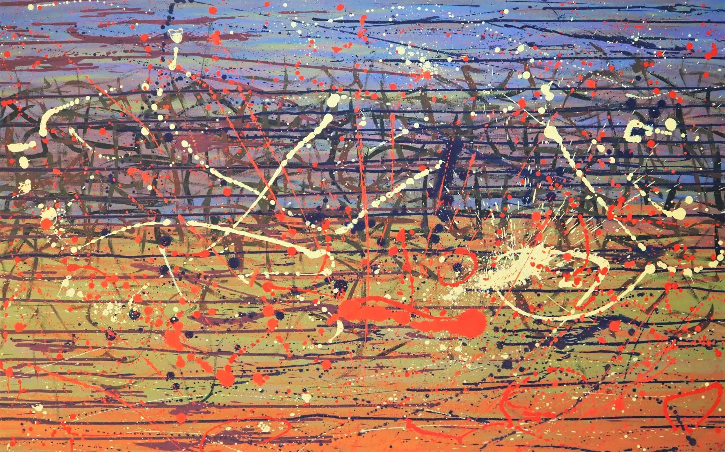 "A Crown of Thorns on the Land", oils over acrylics on canvas, 48"x30". completed June of 2023; for a suggested purchase amount of $800