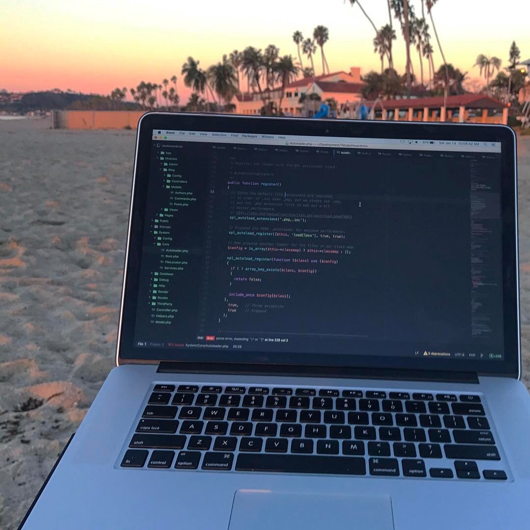 The sunrise across the beach in Santa Barbara California. I began coding when I was 16. The thrill of building a platform to promote my console games changed my pathway into learning vast web technologies. Now I've built mods, features, and websites 