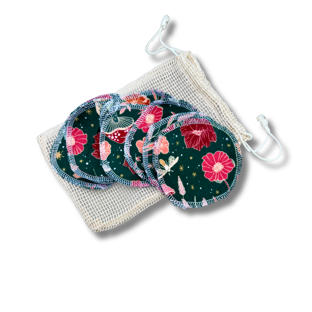 Set of 8 2-Ply Reusable Facial Rounds + Mesh Bag