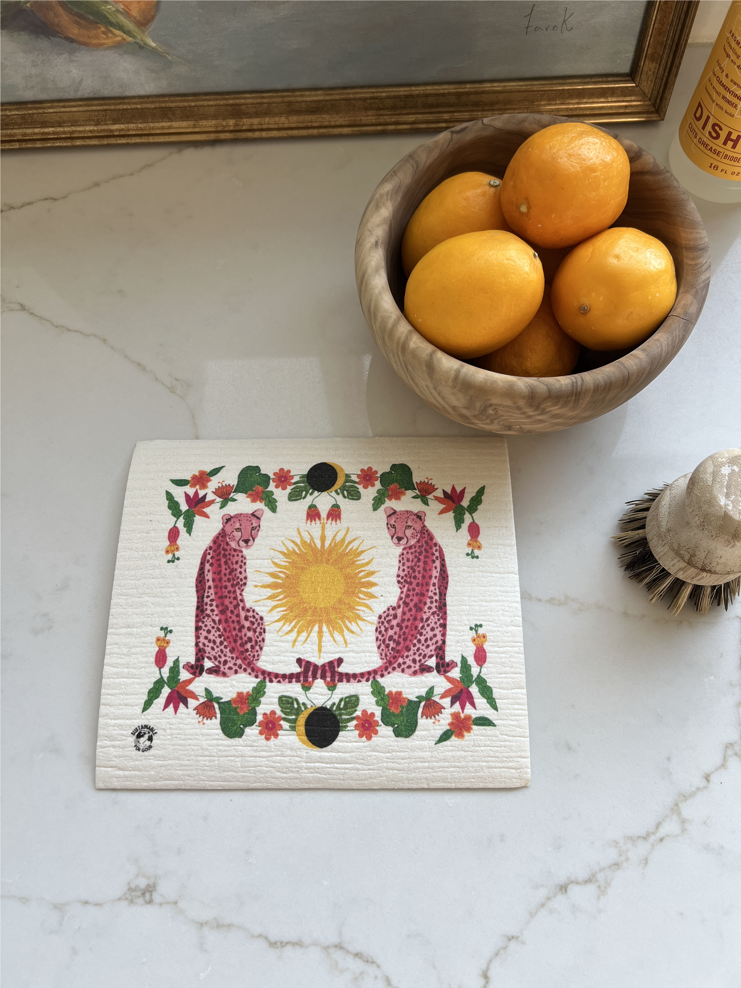 Swedish Dishcloth-Pink Cheetahs