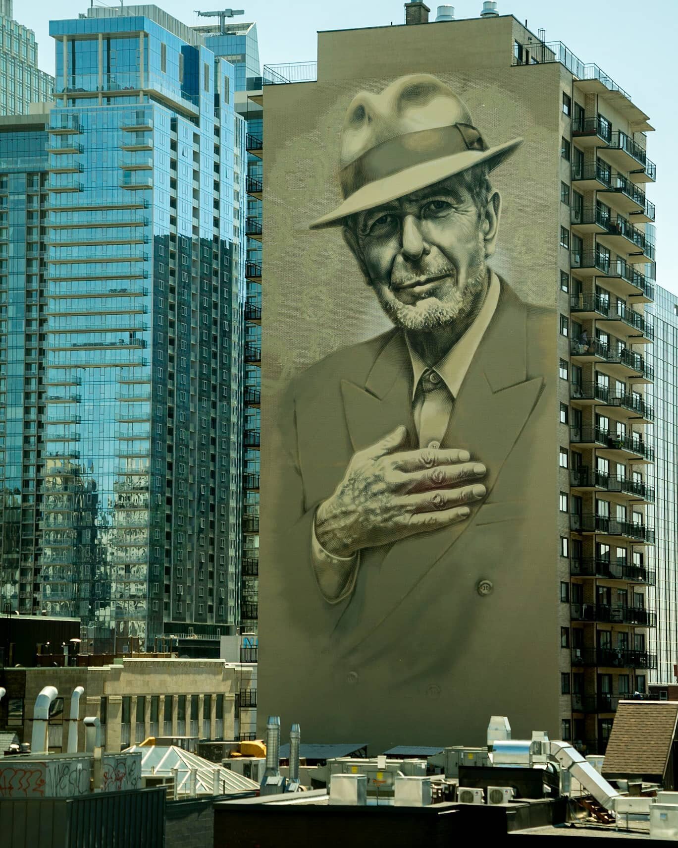 Majestic Leonard Cohen in downtown Montreal