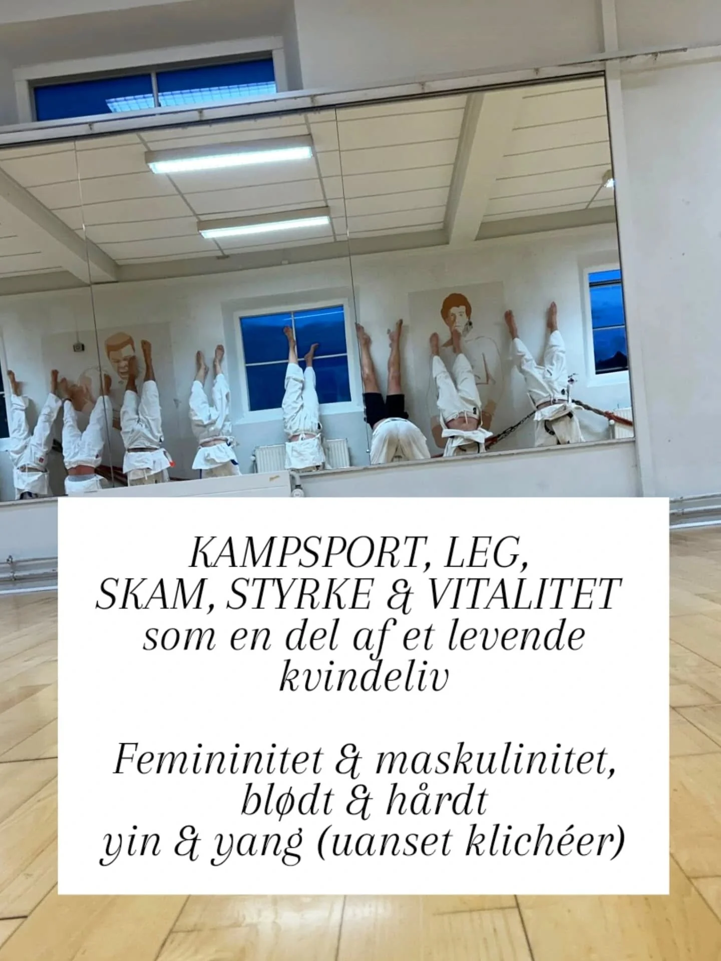i karateklubben vender vi op og ned p&aring; livet, k&oslash;nsroller og normer for, hvordan vi 'm&aring; opf&oslash;re' os, udtrykke os og se ud ~

det er et vigtigt og dejligt sted for mig at udforske mine maskuline og feminine sider, balancen mell