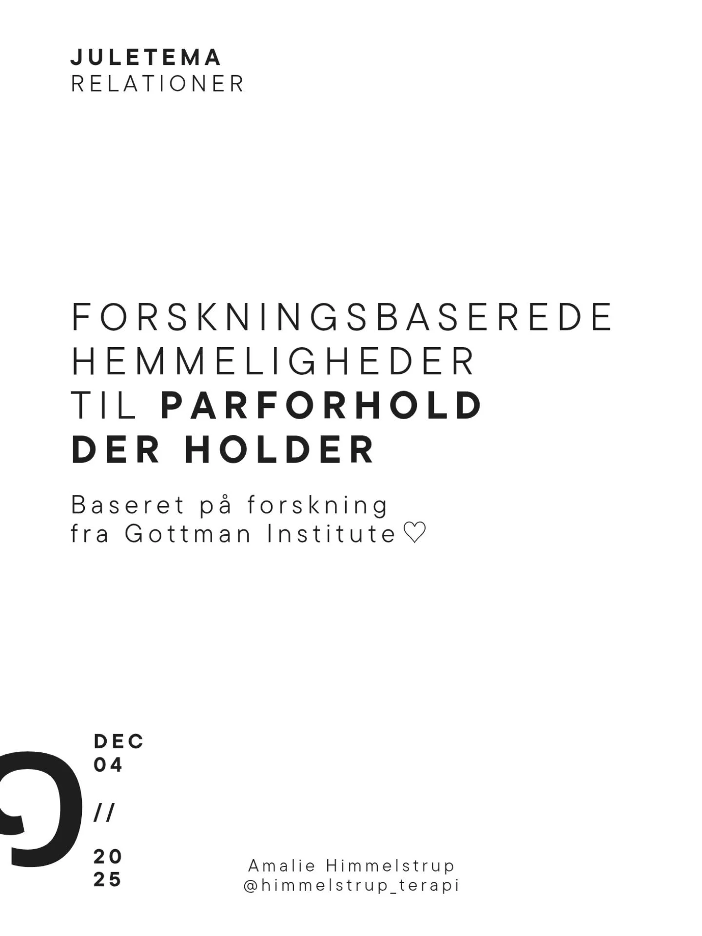 4/12 Juletema: RELATIONER ~ 'Strong couples aren't build by luck, they are build by daily choices'

Det viser forskningen. Blandt andet foretaget p&aring; Gottman Instituttet 💘 Og hvem er the Gottmans s&aring;?

John Gottman er en anerkendt amerikan