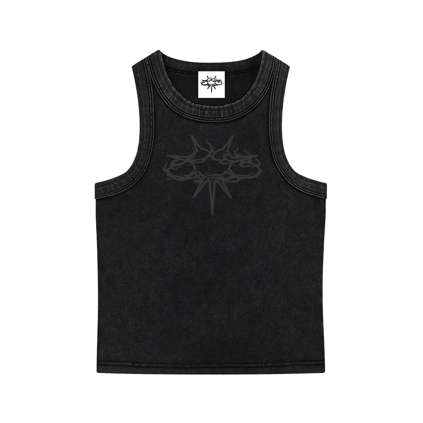 Flagship Black/Ash(logo) cropped Tank Top