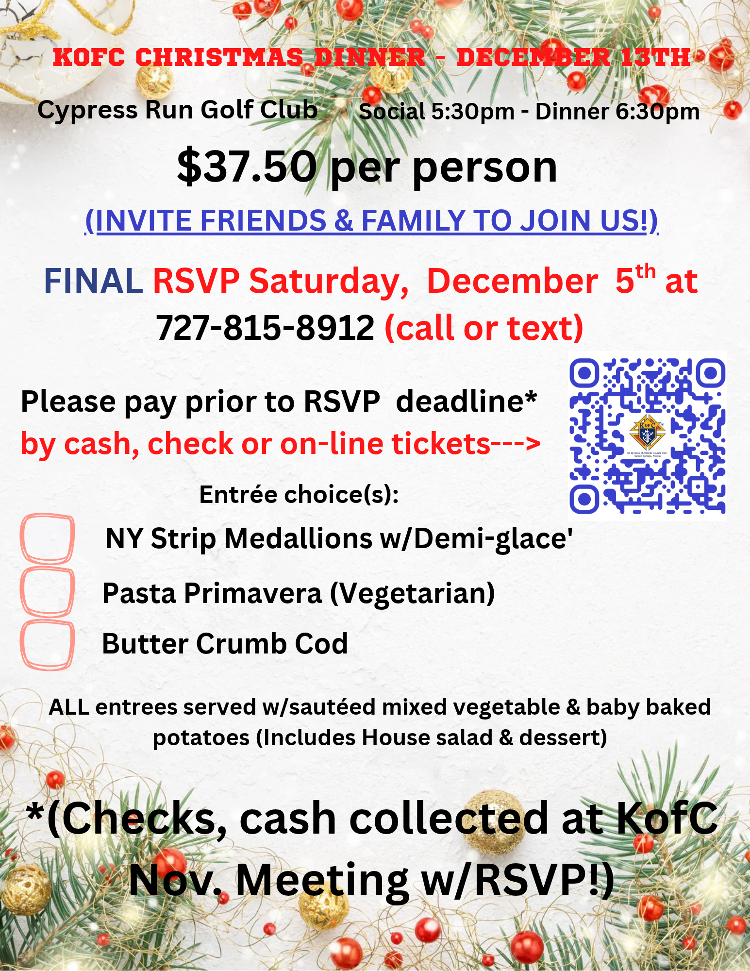 Christmas KofC Flyer to order tickets