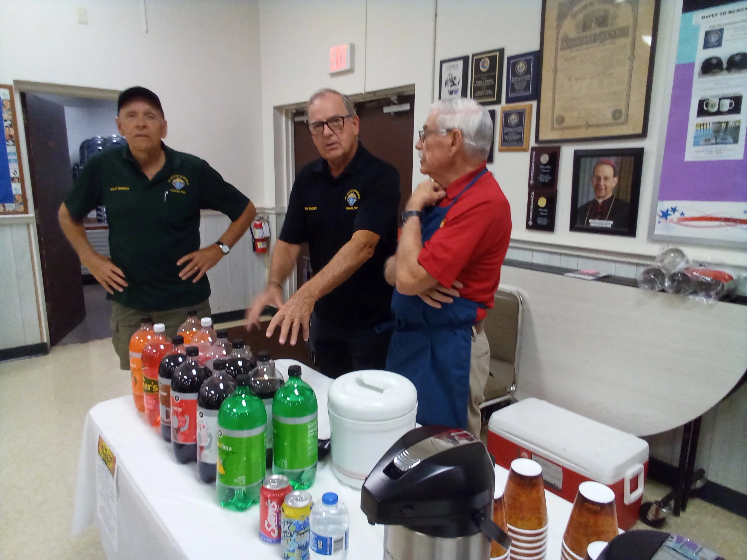 Knights serving drinks