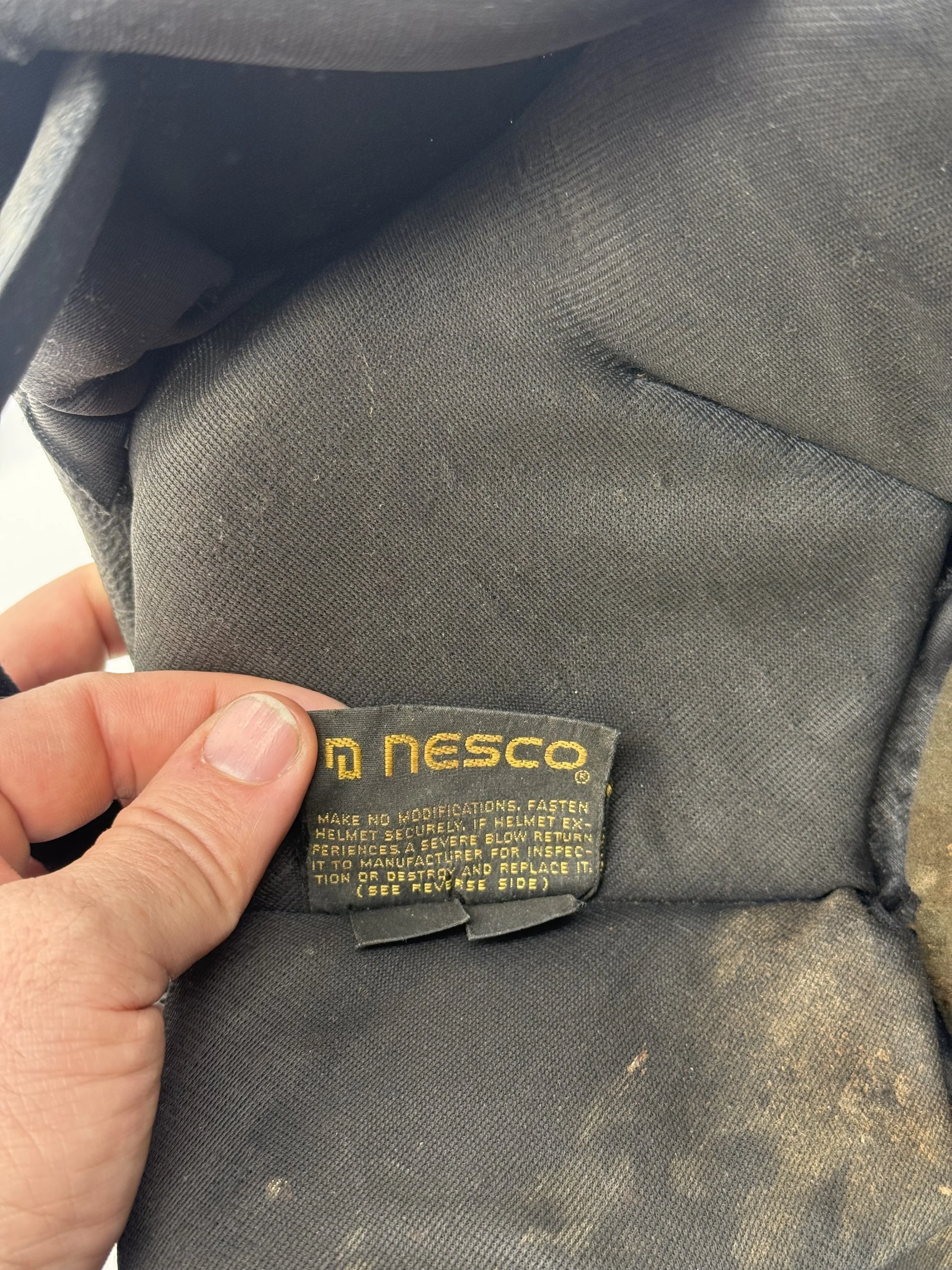 Label inside the 1970s helmet