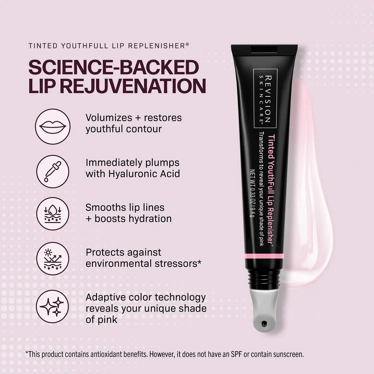 💋💄NEW! Tinted YouthFull Lip Replenisher&reg; is a multi-benefit lip plumper that hydrates, smooths, and volumizes while revealing your unique pink tint through pH-reactive technology. This high-shine, long-wearing lip treatment delivers youthful vo
