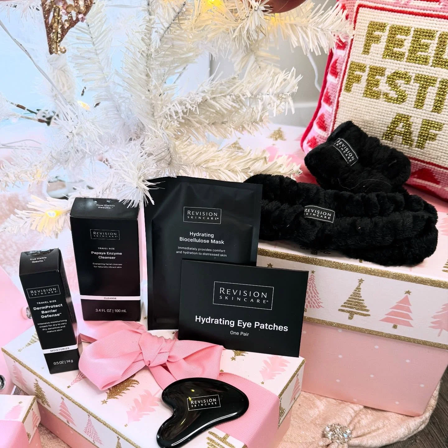Holiday glow-up bonus! 🎁

✨ Now through 12/5, receive a free gift with your Revision Skincare purchase! ✨
&bull; Spend $350+ &rarr; Biocellulose mask, hydrating eye patches, gua sha, headband &amp; wrist bands
&bull; Spend $450+ &rarr; Everything ab