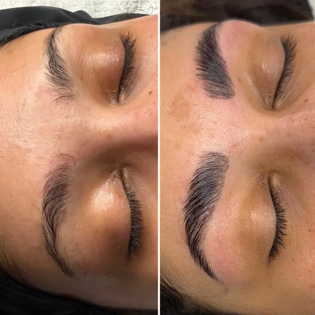 A brow lamination treatment gently restructures the brow hairs, allowing them to lay flatter, appear denser, and hold a polished shape with minimal daily styling. 🤎

#browlamination #browtint #browwax #peoriailbrows