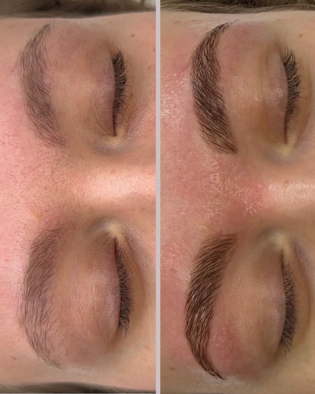 Obsessed is an understatement.
Before &rarr; after brow lamination 🤍

Brow lamination smooths, lifts, and redirects your natural brow hairs for a fuller, more defined look. 😍

#peoriabrowlamination #browlamination #browshaping #browtint #browwax