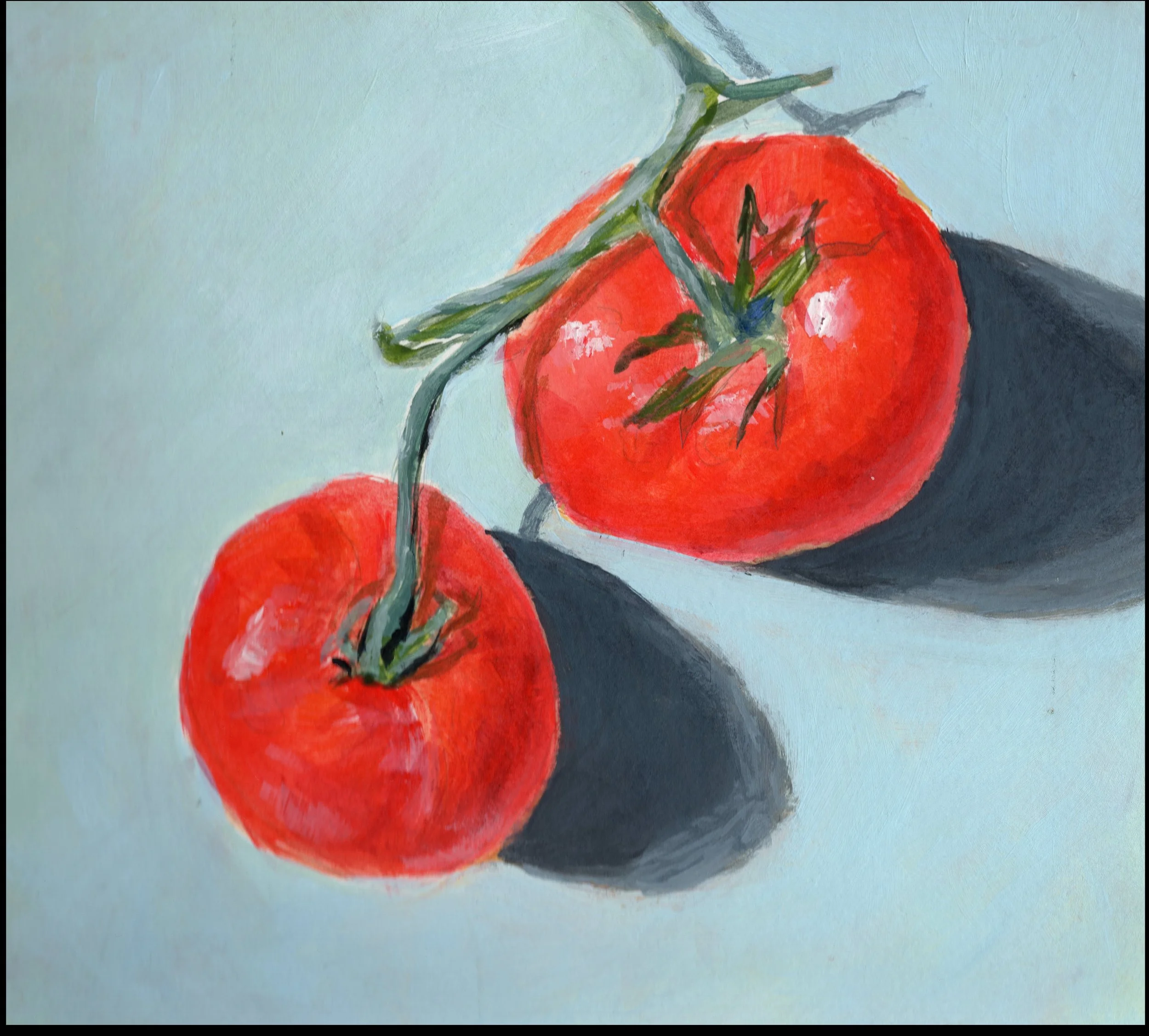 Sunblasted Tomatoes, acrylic on paper, SOLD [os526, x1xO]