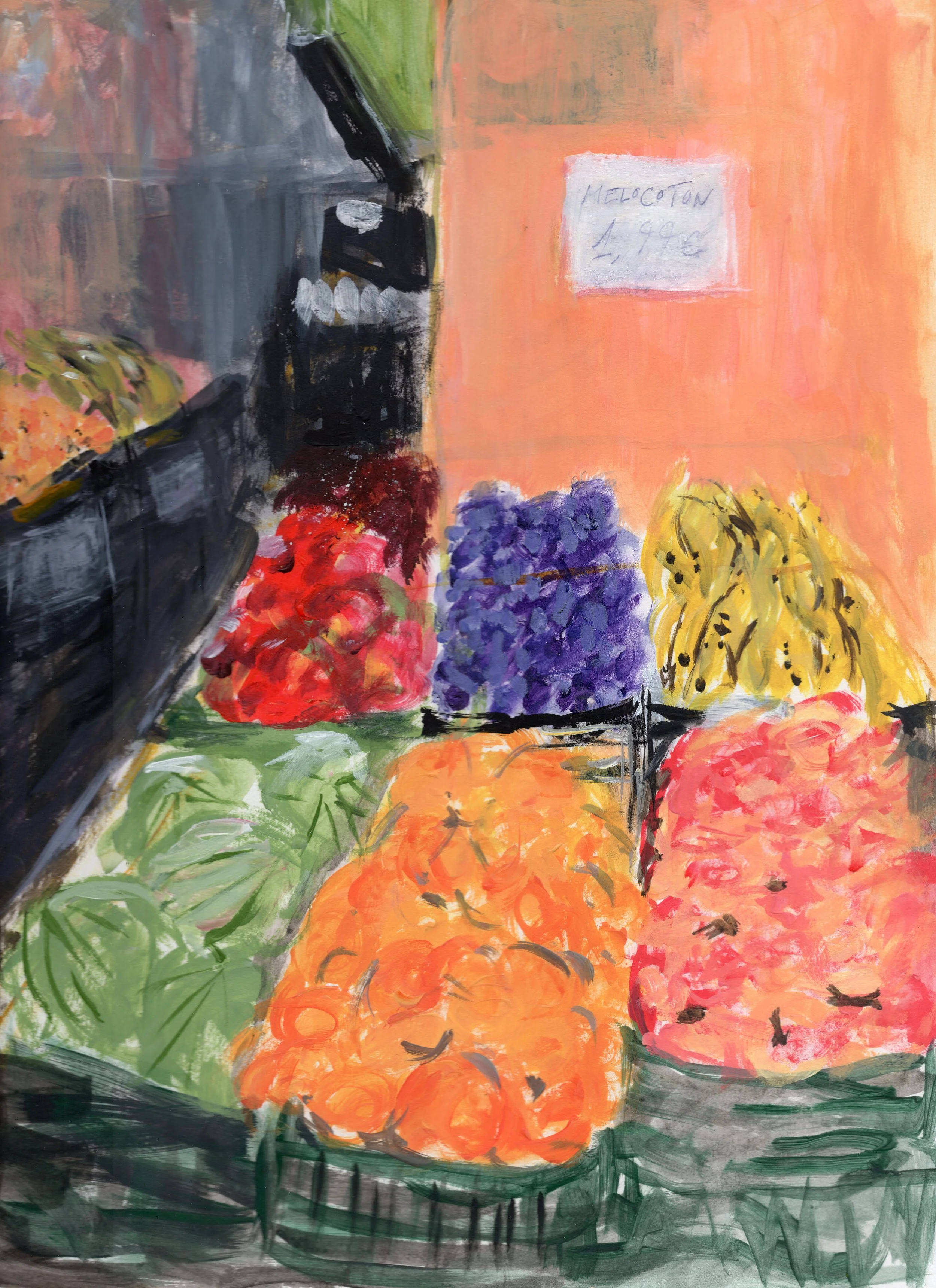 Russafa Market, acrylic on paper