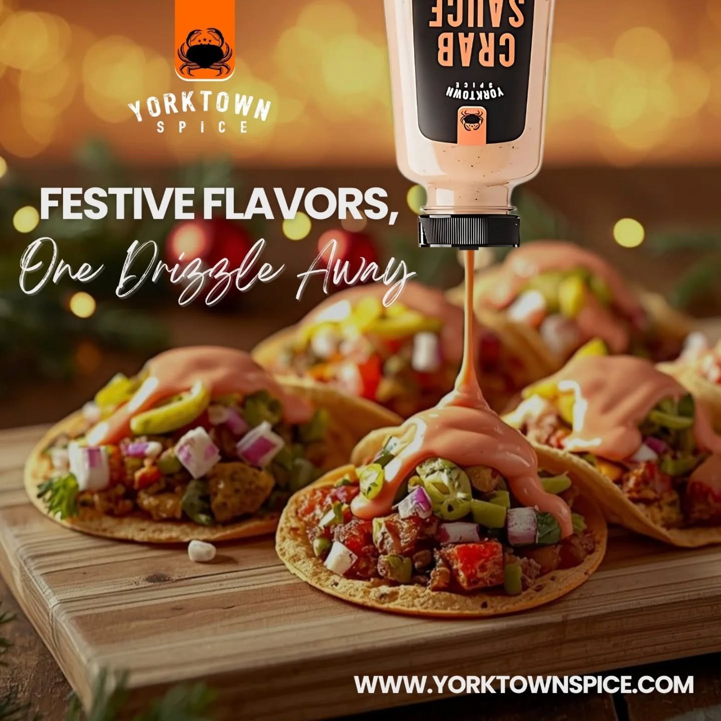 ✨ Festive Flavors, One Drizzle Away ✨

Bring some holiday magic to your plate with a drizzle of our signature Yorkspice Crab Sauce.

Whether it&rsquo;s tacos, sliders, fries, or your favorite festive bites  one pour transforms every dish into a celeb
