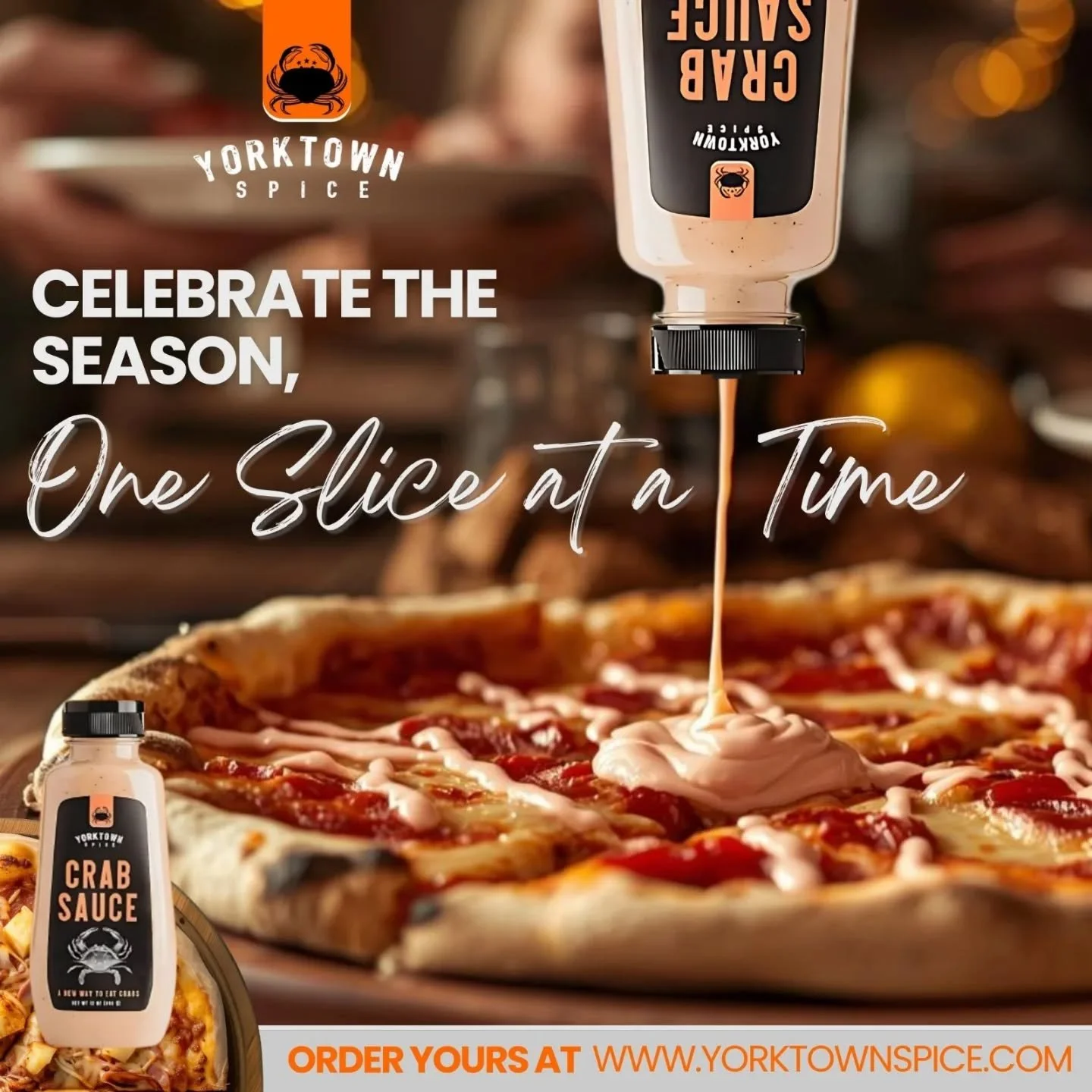 🎄🍕 Celebrate the Season, One Slice at a Time

Nothing brings people together like great food. This festive season, elevate your pizza night with a light drizzle of Yorktown Spice Crab Sauce &mdash; creamy, rich, and perfectly balanced to complement