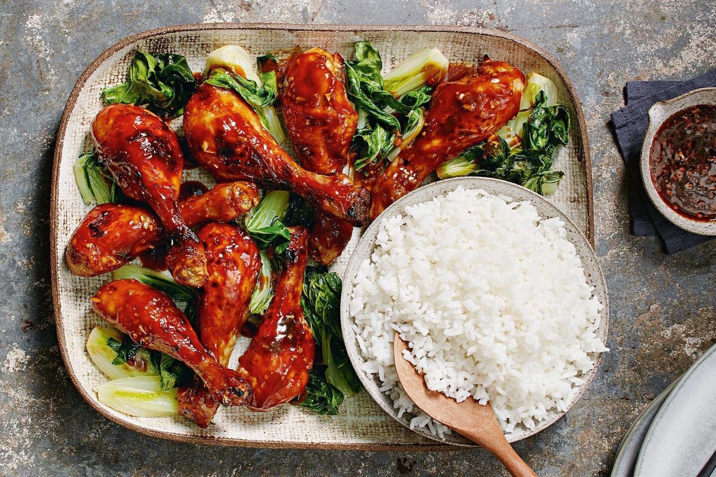 Bok choy is in season and chef @curtisstone has the perfect sticky chicken drumsticks with rice and bok choy recipe just for you. You will need to pick up your Cook With Curtis measuring cups, chopping board, santoku knife, tongs and all of the ingre