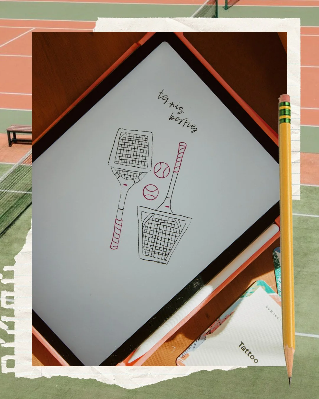 It's Wednesday, so I'm sharing another lil warm up drawing of mine! This followed the same tattoo prompt as the last doodle. I think this would be cute if you had a bestie who also liked to play tennis. You know...a tennis bestie!